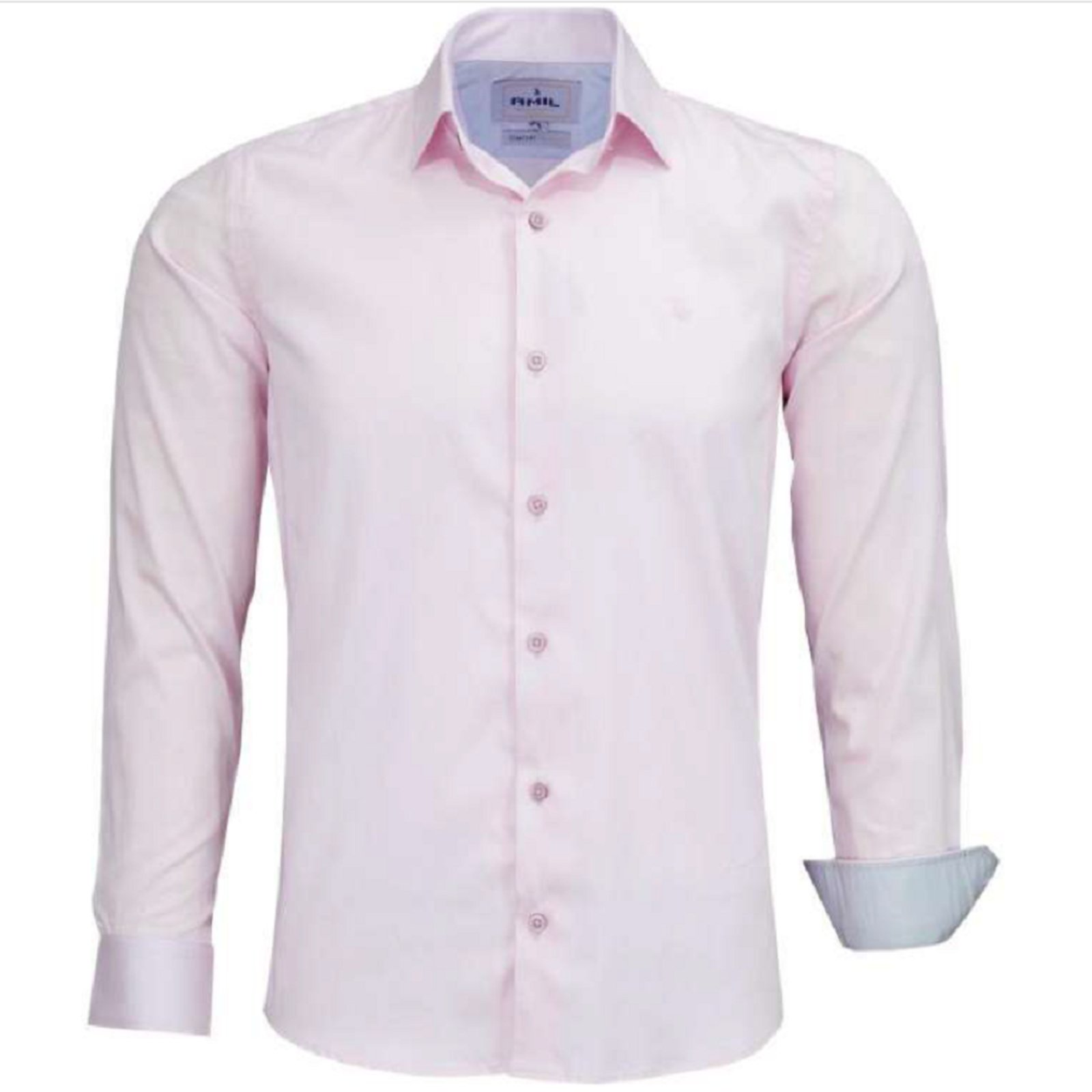 Camisa Social Manga Longa Original Amil Com Elastano Rosa