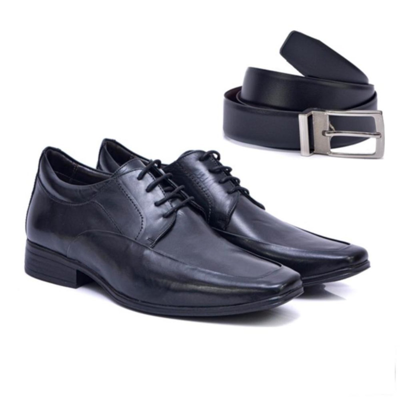 Kit Sapato Social Masculino Couro + Cinto Dupla Face