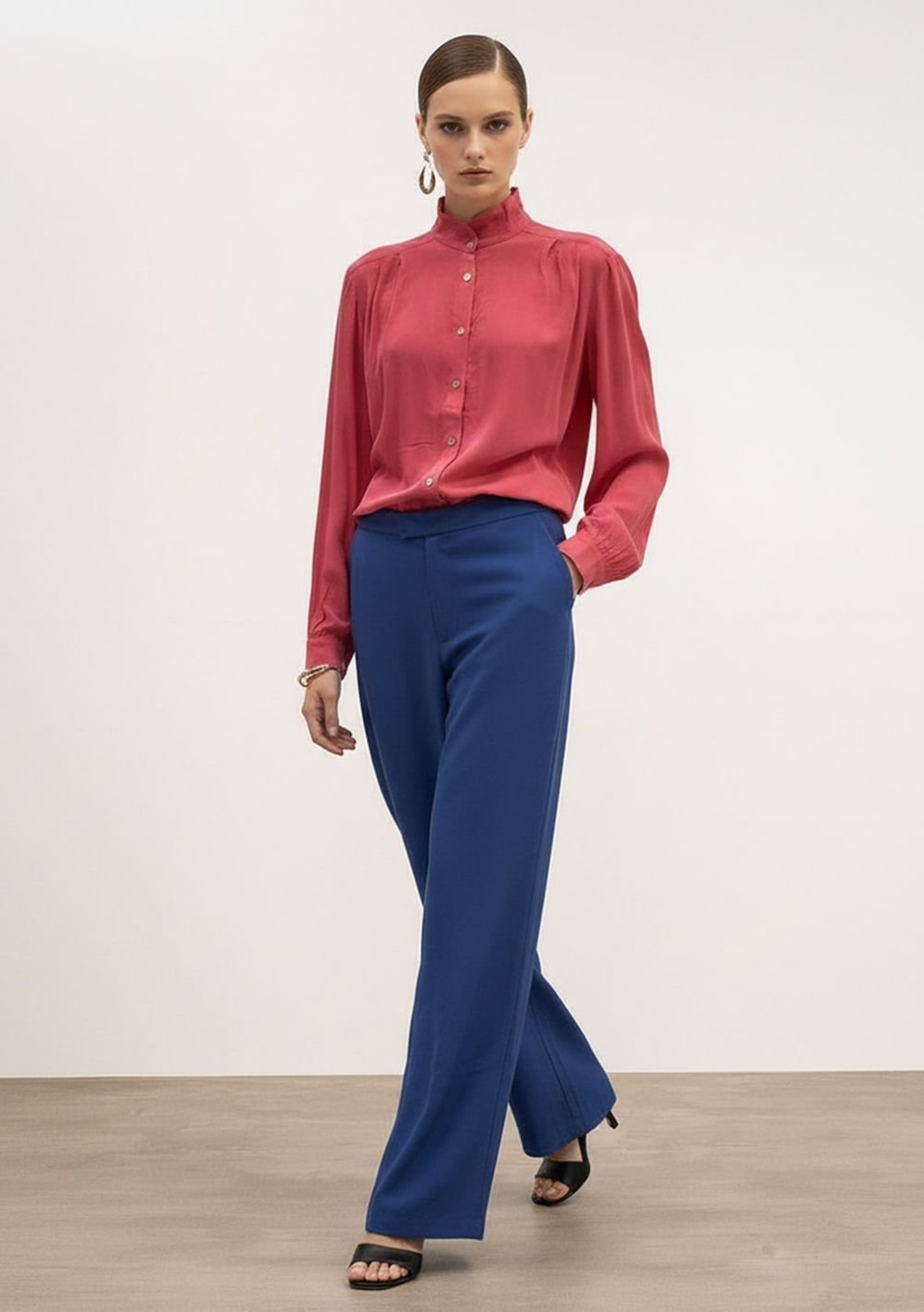 Calça Iódice Reta Alta Azul