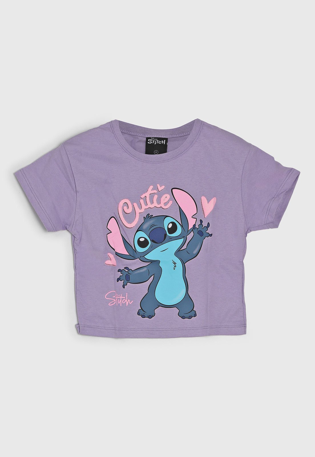 Infantil - Camiseta Brandili Stitch Cropped Lilás