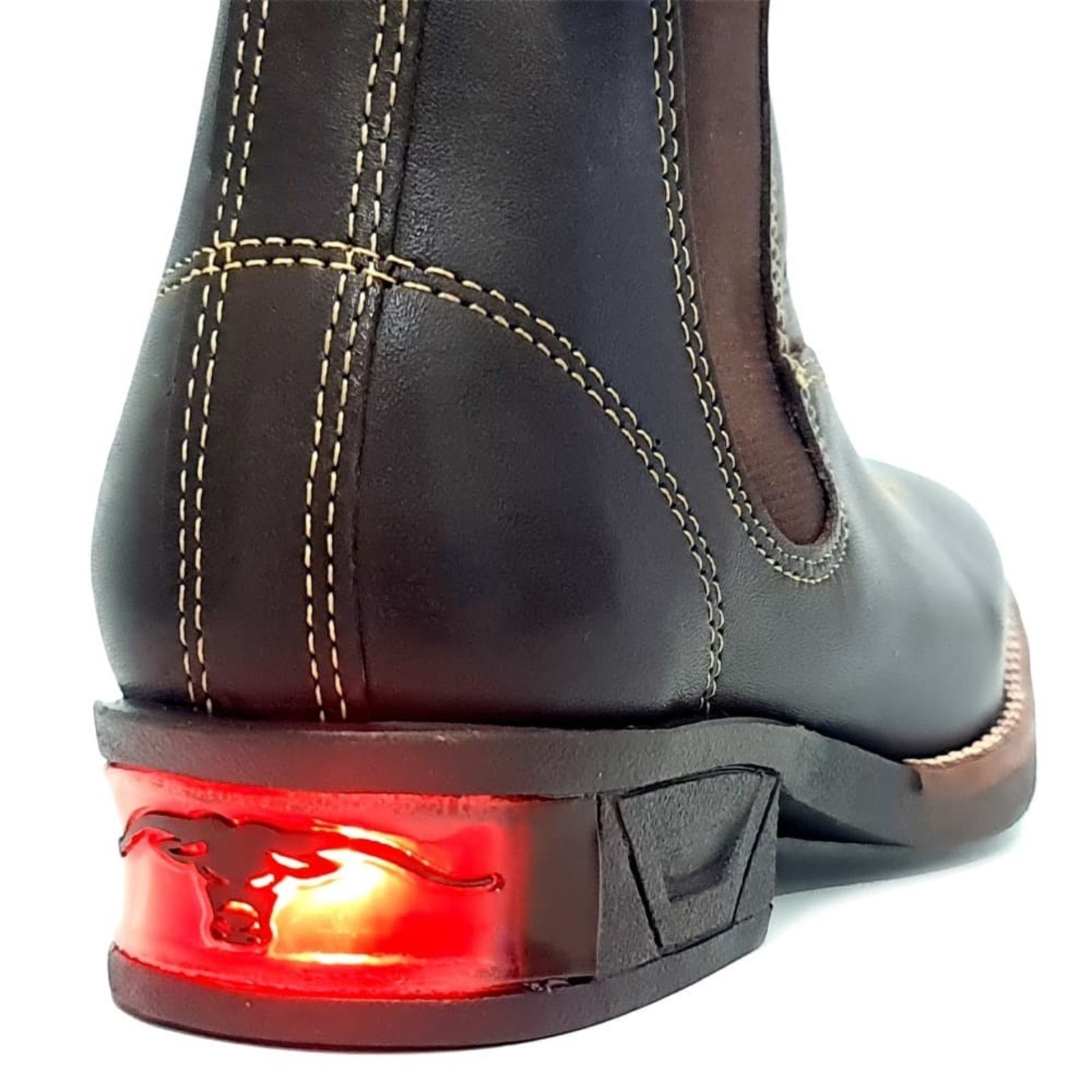 Vista 3 Infantil - Bota Country de Couro com Luz Led Clube do Sapato de Franca DFT Light Back café Clube do Sapato de Franca café