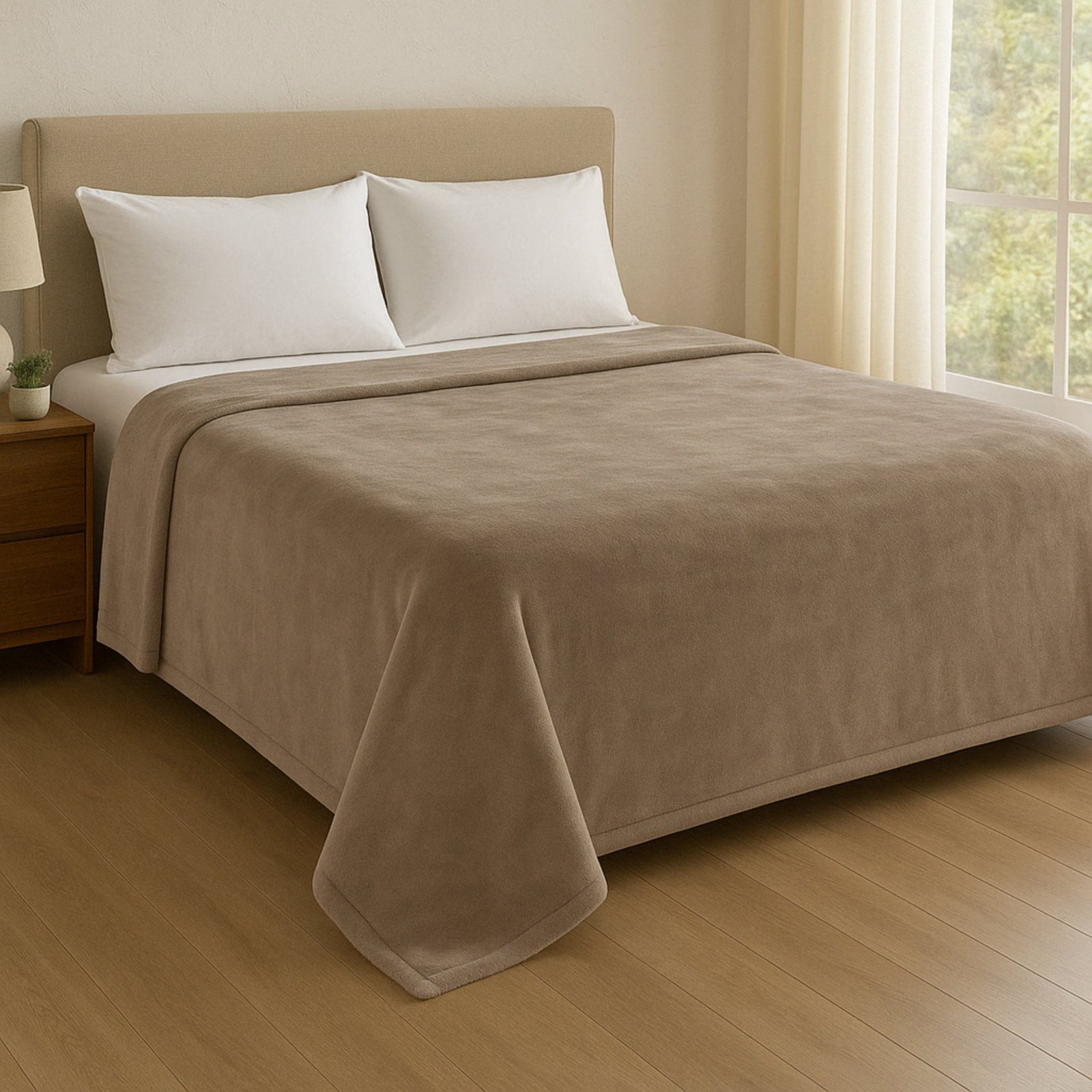 Manta Blanket High 300 Casal Toque De Seda 180x220cm Kacyumara Bege Escuro