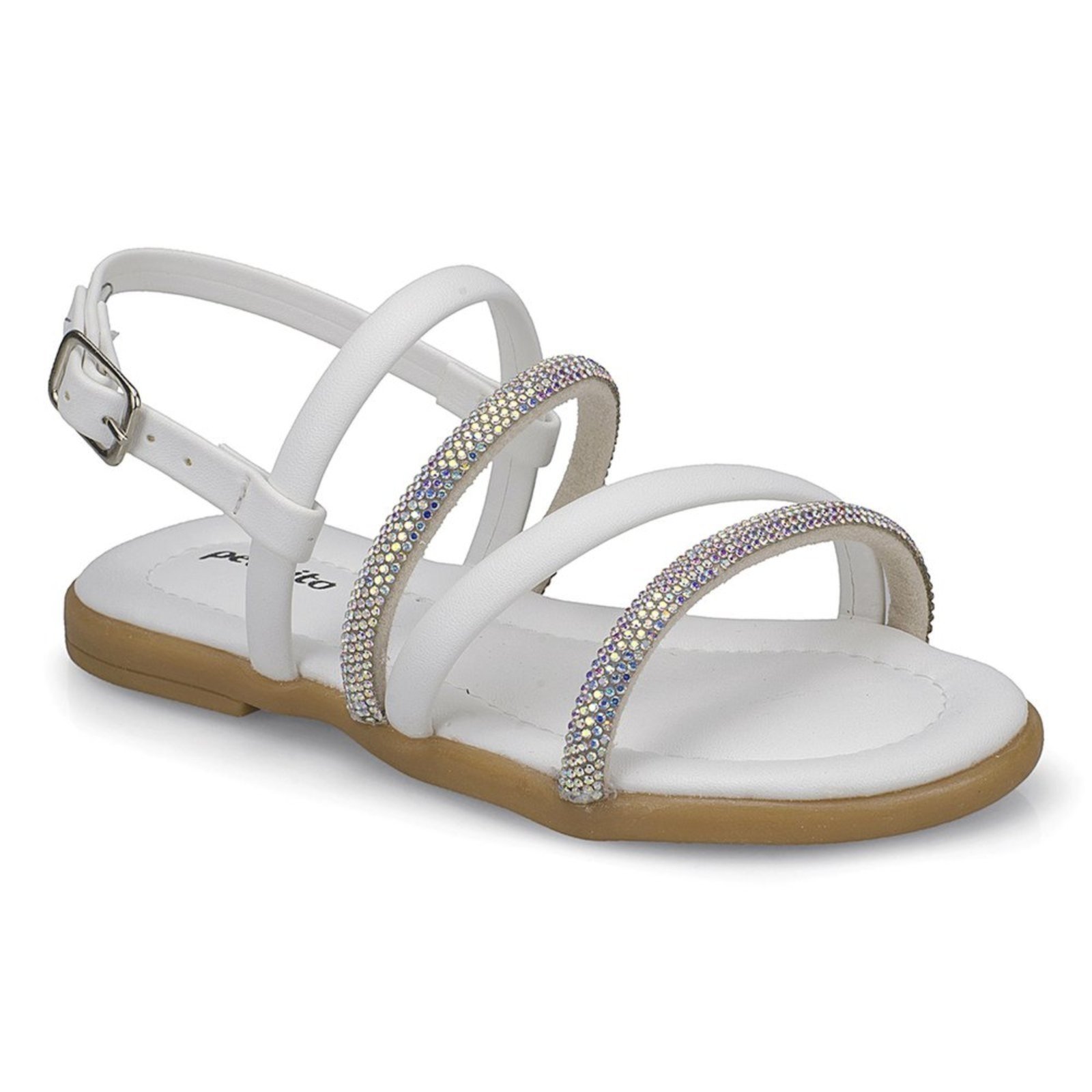 Infantil – Sandália Rasteira Feminina Brilho Strass
