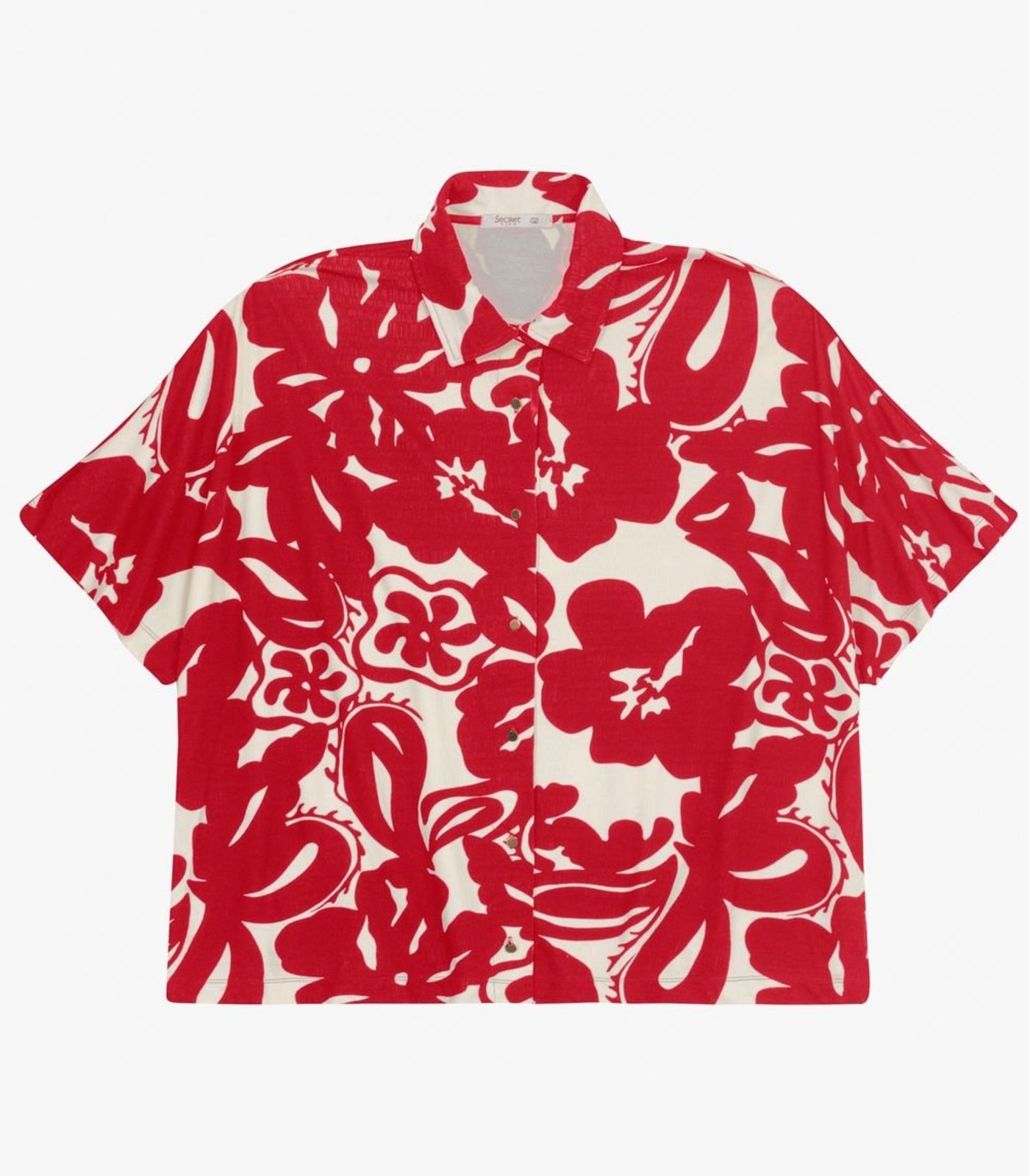 Vista 2 Camisa Manga Curta Plus Size Secret Glam rosa Secret Glam rosa