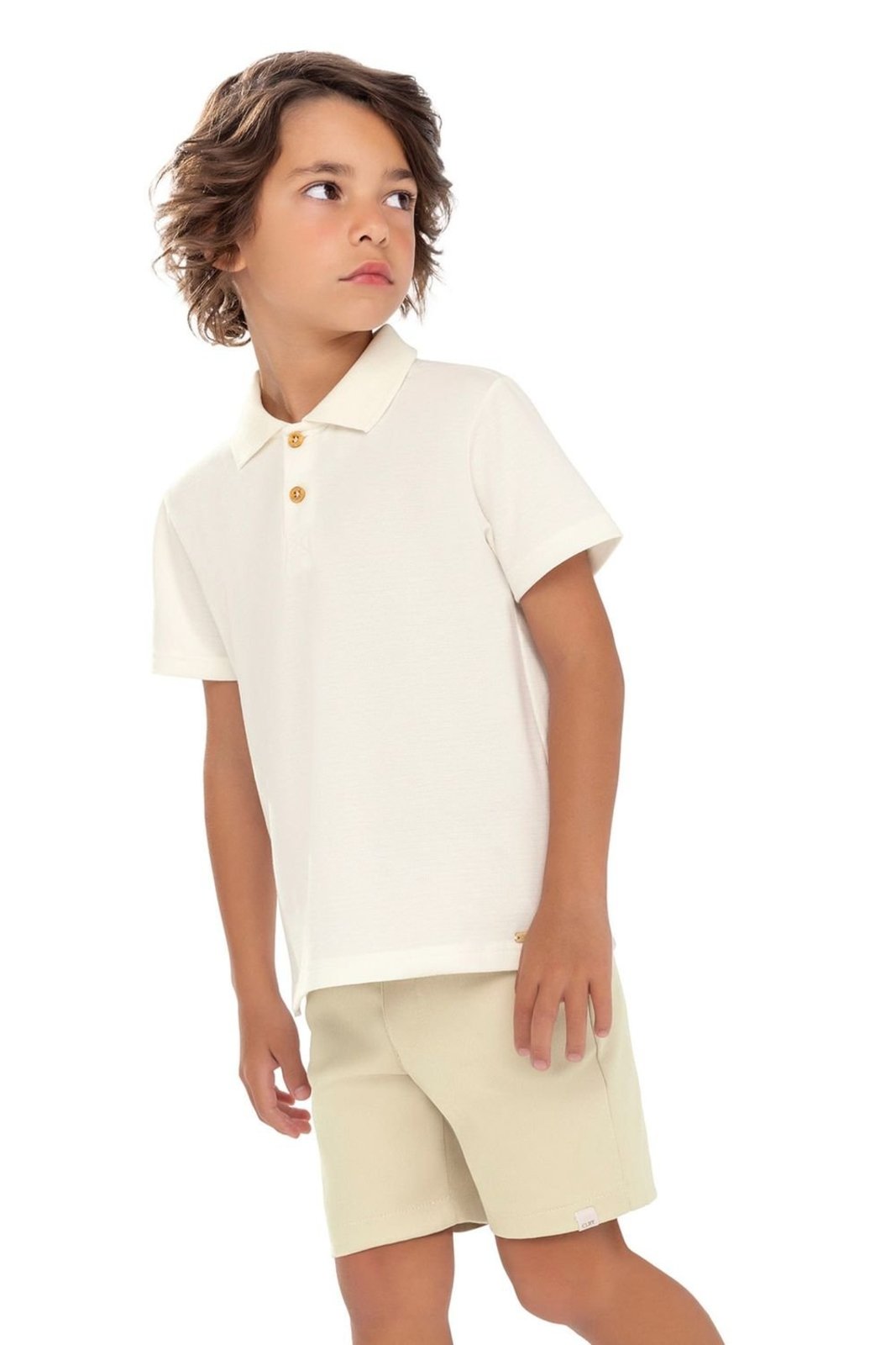 Infantil - Bermuda Menino Sarja Zíper Colorittá Bege