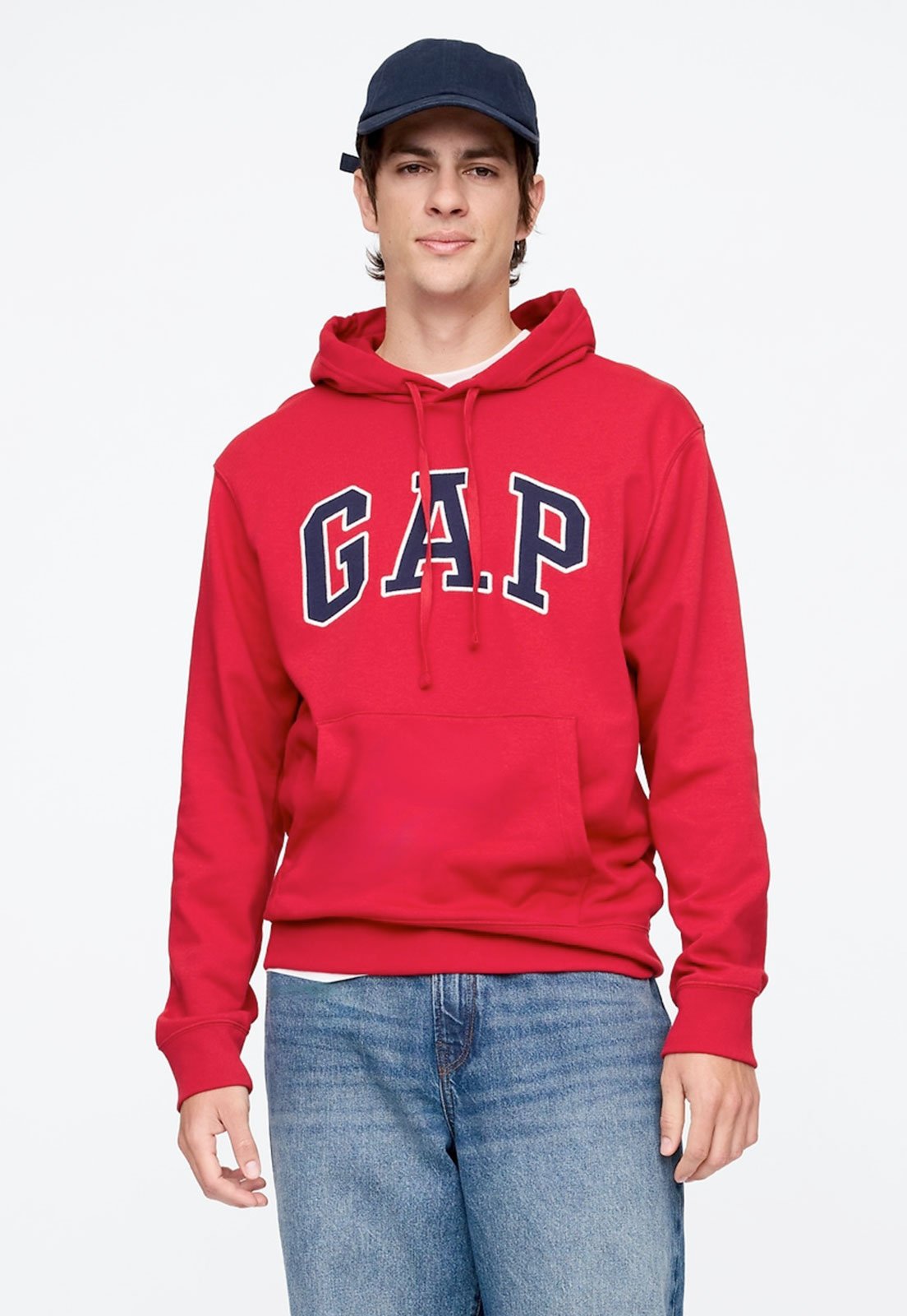 Blusa de Moletom Masculina GAP Logo Capuz Vermelha