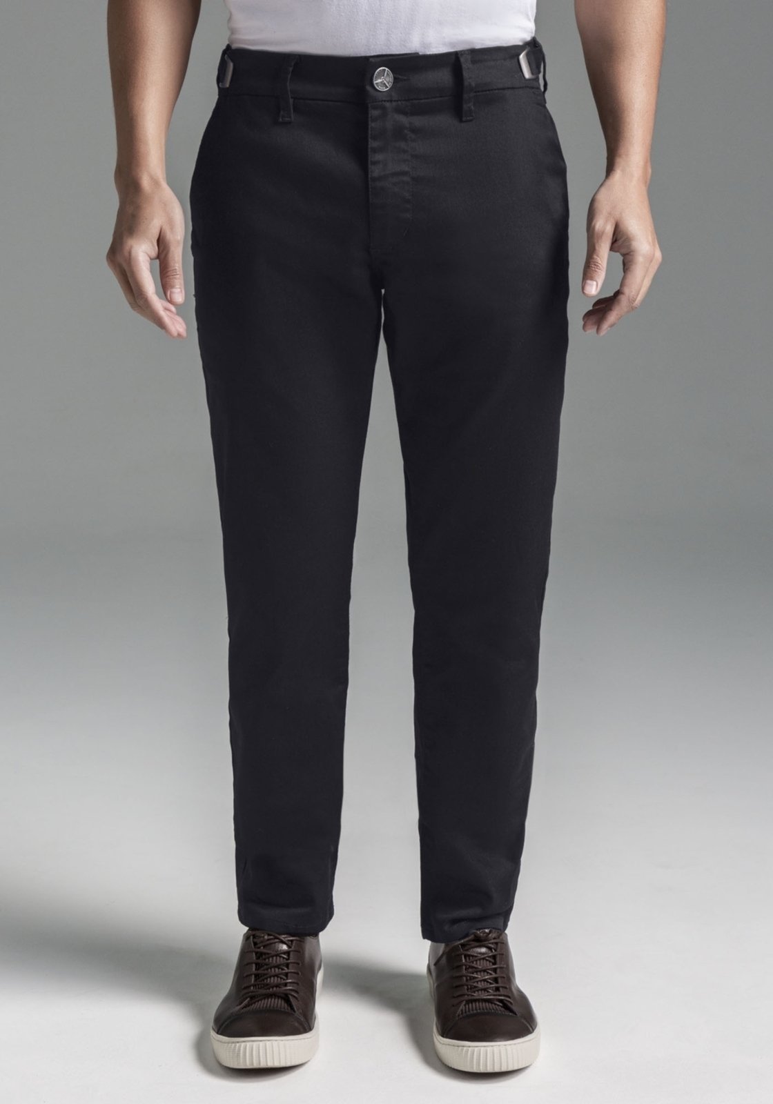 Calça Slim Turbofan Em Sarja Com Elastano Smart Size