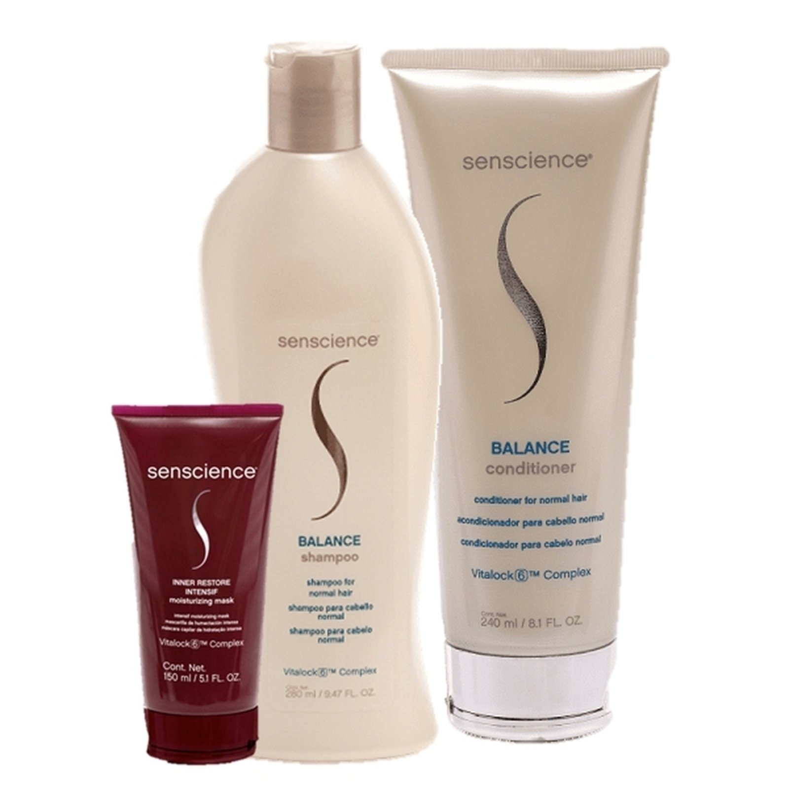 Vista 2 Senscience Balance Shampoo 280ml Condicionador 240ml e Inner Intensif 150ml multicolorido Senscience multicolorido