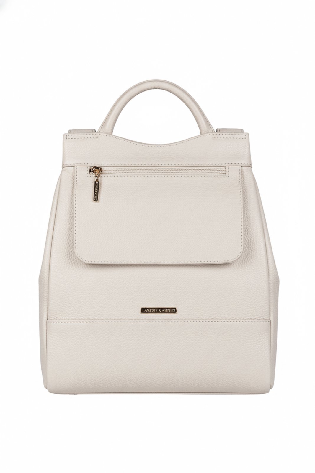 Mochila pequena antifurto couro liso Susan – Marfim