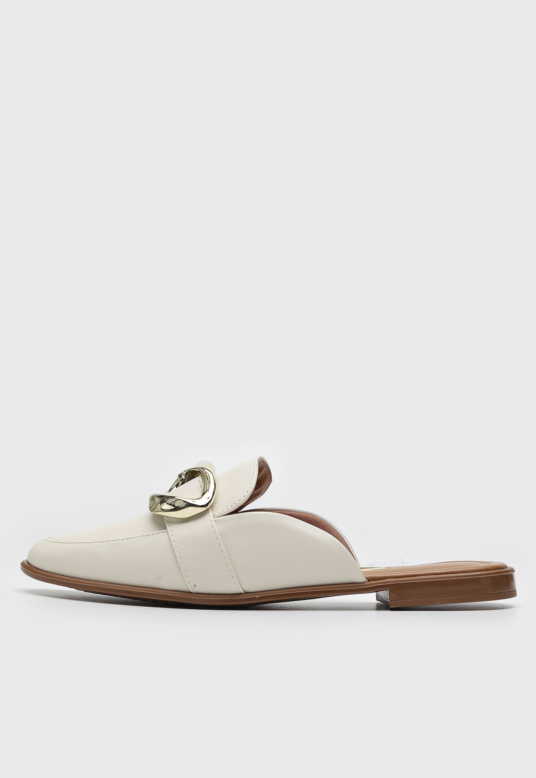 Sapatilha Mule Vizzano Aplicação Metalizada Off-White