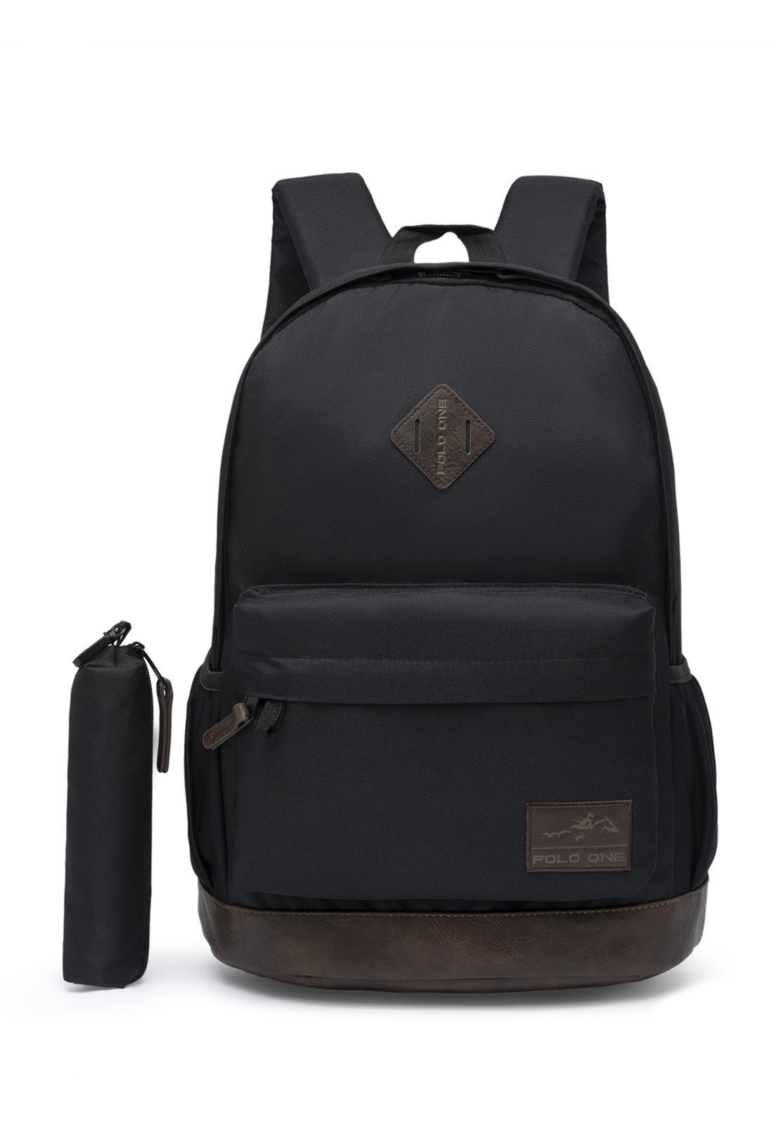 Vista 2 Kit Mochila Bolsa Estojo Polo One Masculina Resistente Escolar preto Polo One preto