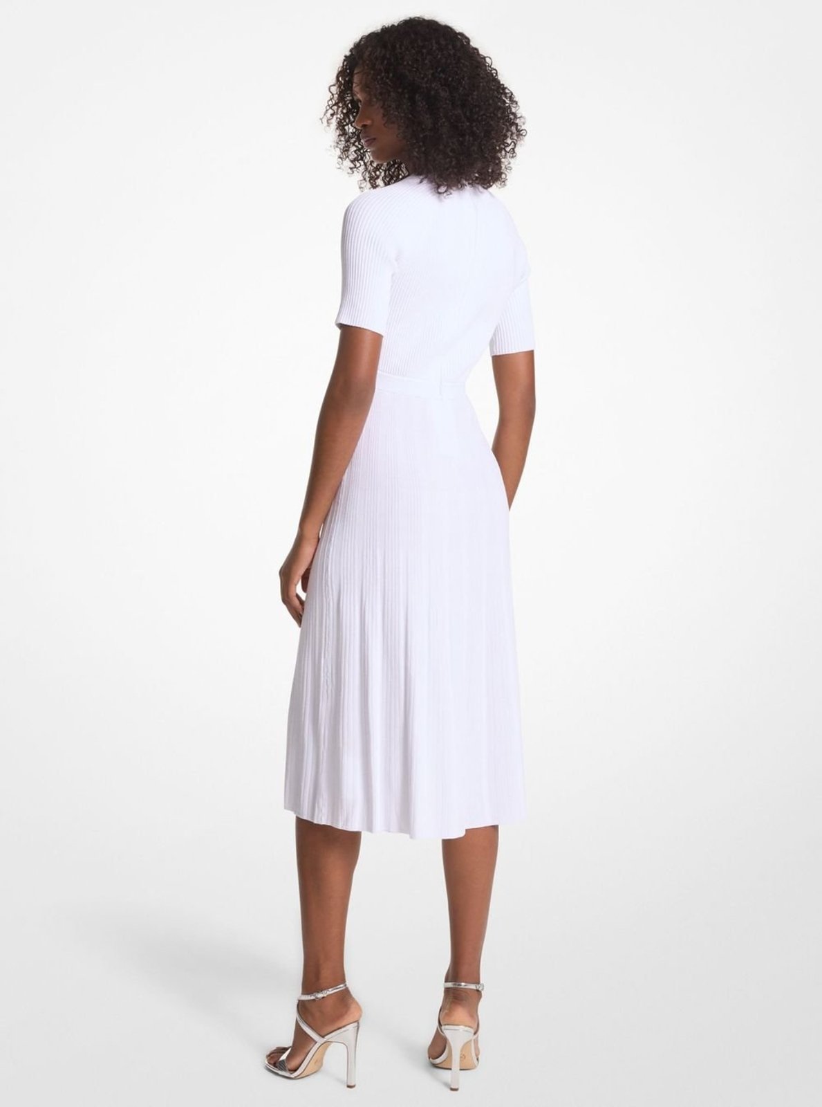 Vista 3 Vestido Midi De Tricô Com Botões Ms480u033d100 Michael Kors branco Michael Kors branco