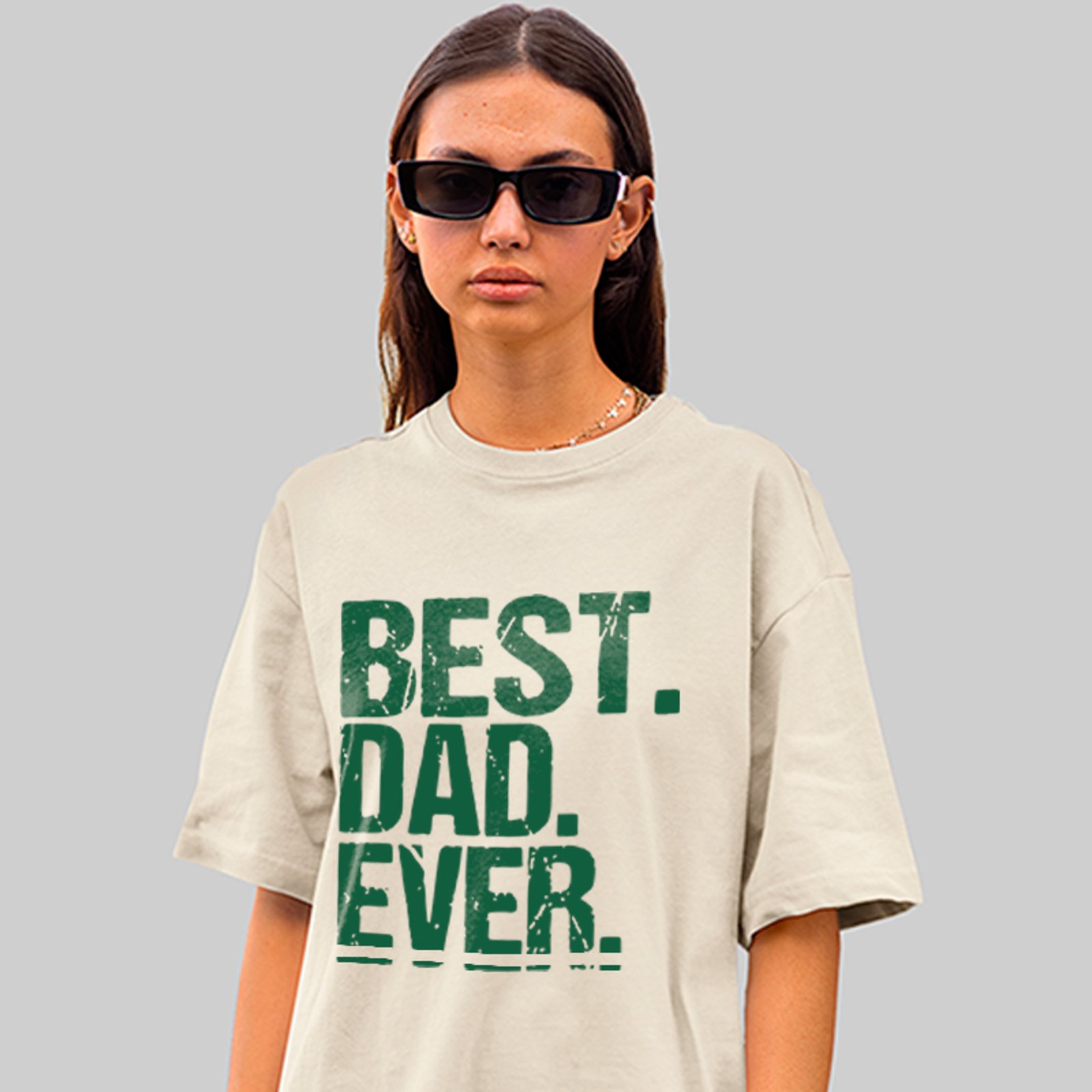 Camiseta Oversized Best Dad Ever Estilo Casual Unissex Off White