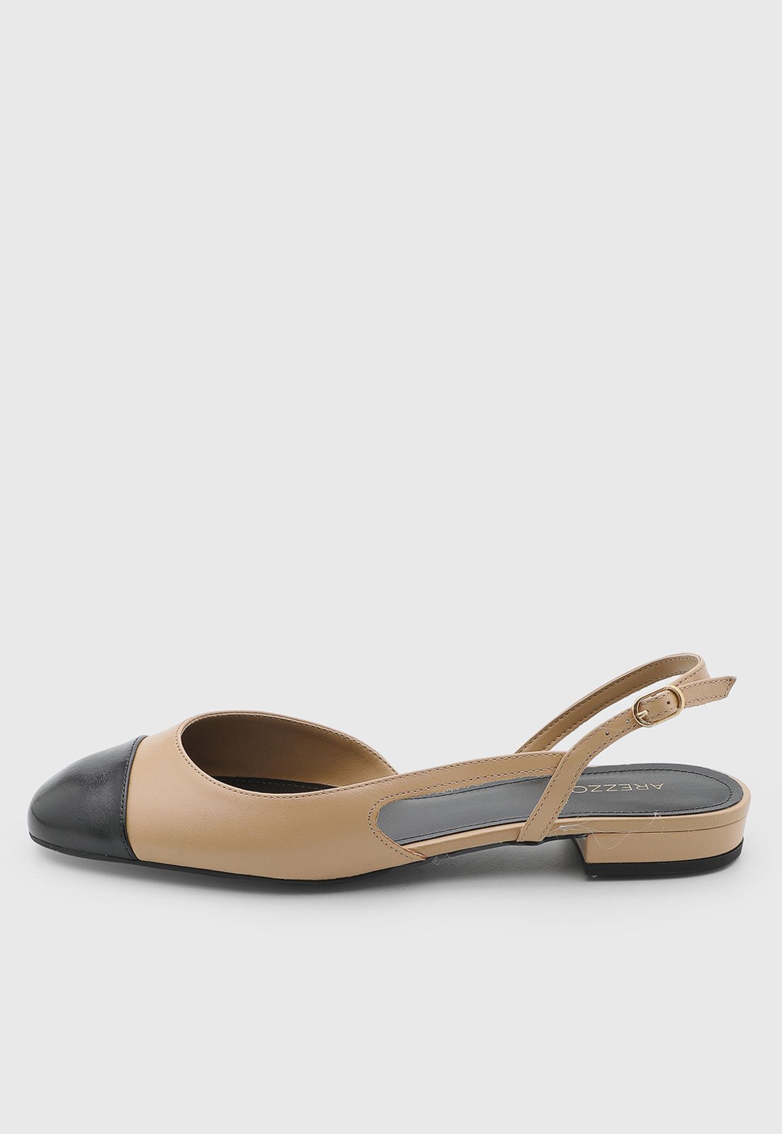 Sapatilha Feminina Arezzo Couro Bicolor Nude