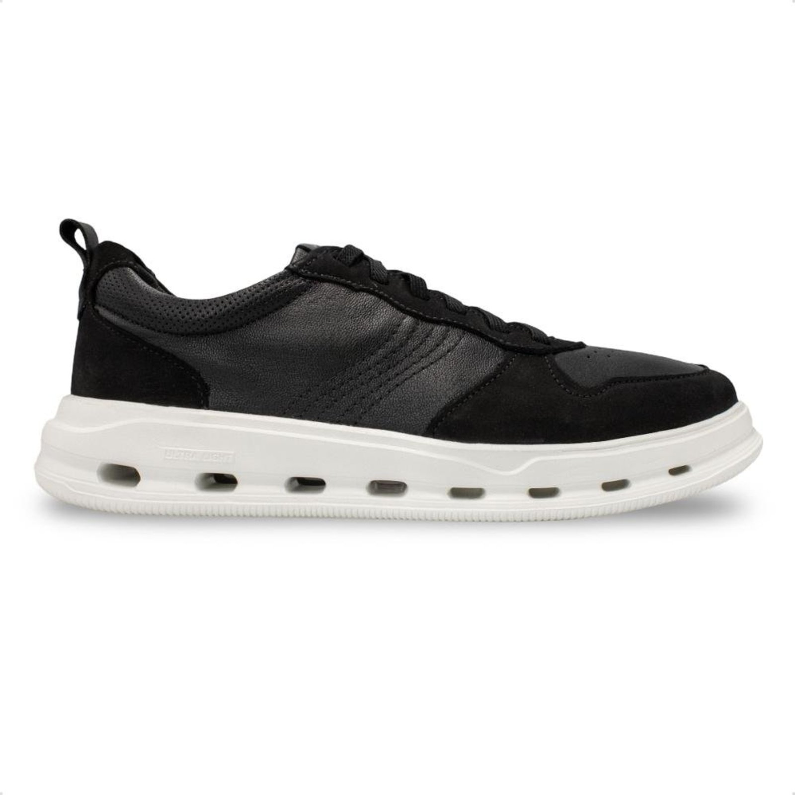 Tênis de Couro Democrata Masculino Groove Full Light 240701 Preto