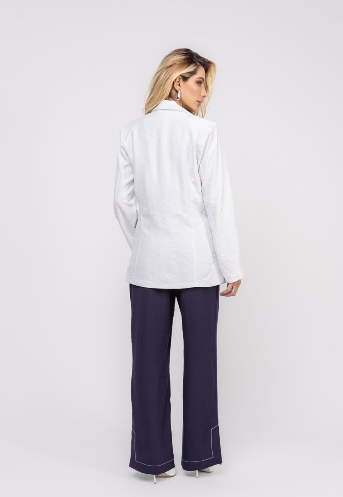Vista 3 Blazer Altaiataria Marrant Recorte Salvatore Salvatore Fashion branco Salvatore Fashion branco