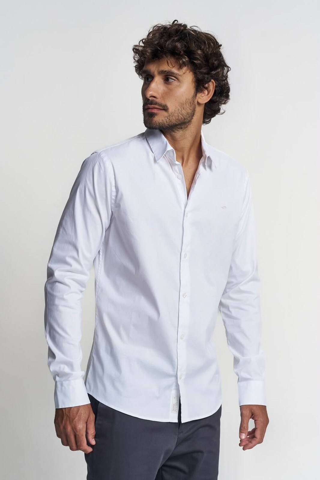 Camisa Masculina com Elastano - Slim Triton Branco