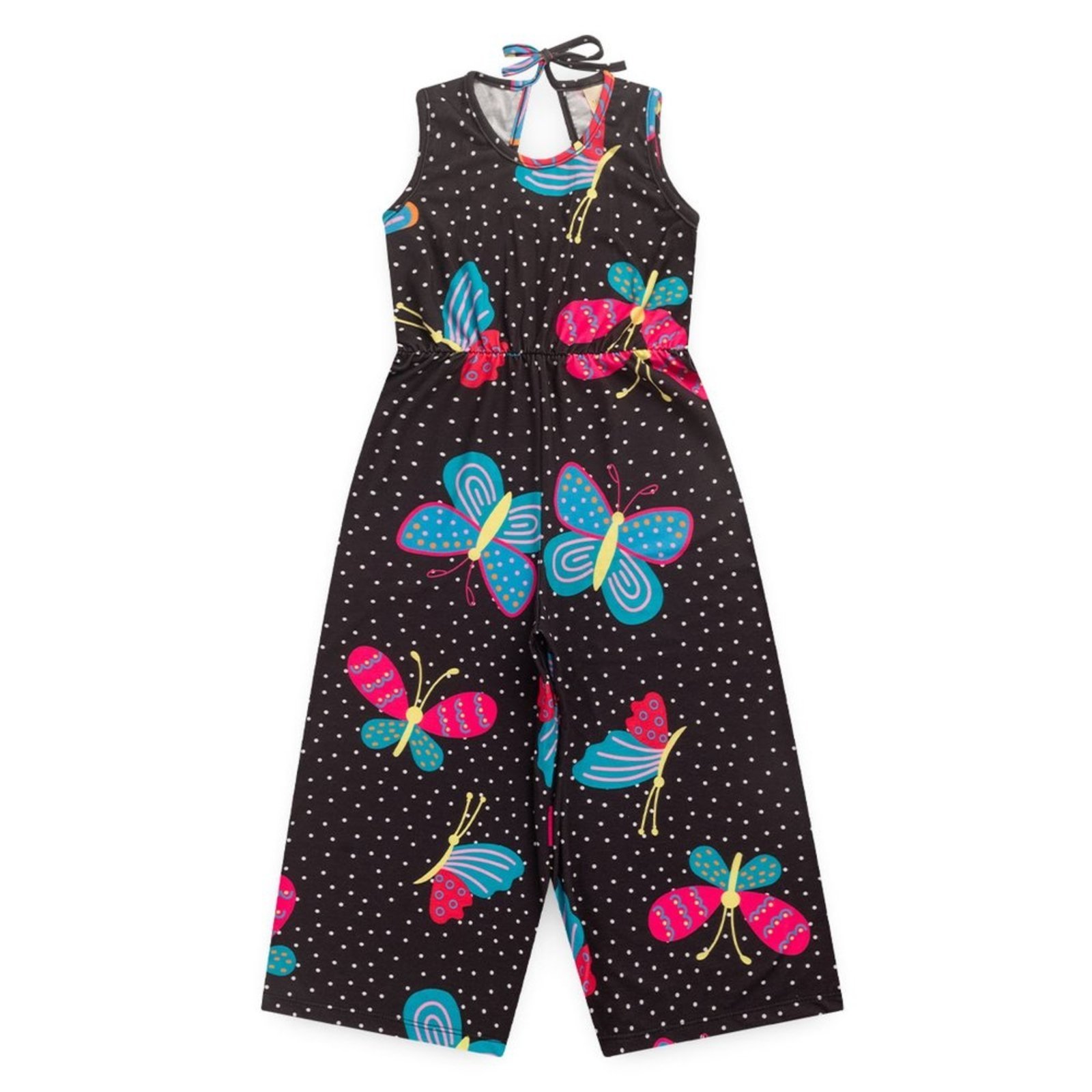 Vista 3 Infantil - Macacão Verão Menina Pantacourt Borboleta Molekada rosa Molekada rosa