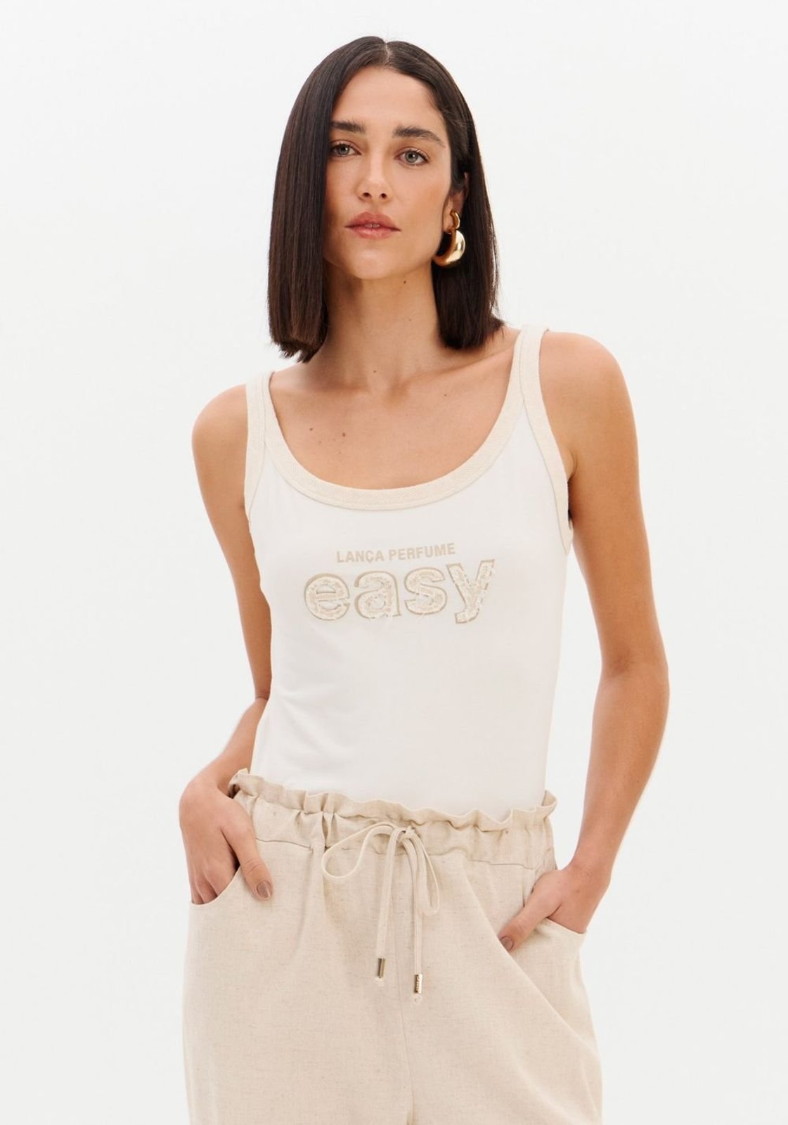 Blusa Regata De Alças Com Bordado Sport Easy