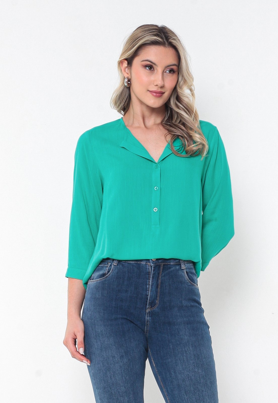 Blusa Intens Manga 3/4 Viscolinho Liso