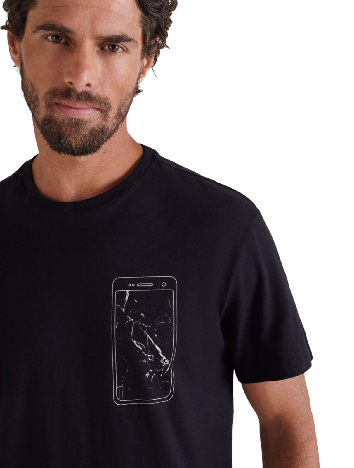 Vista 3 Camiseta Reserva Masculina Mirror Vj Preta preto Reserva preto