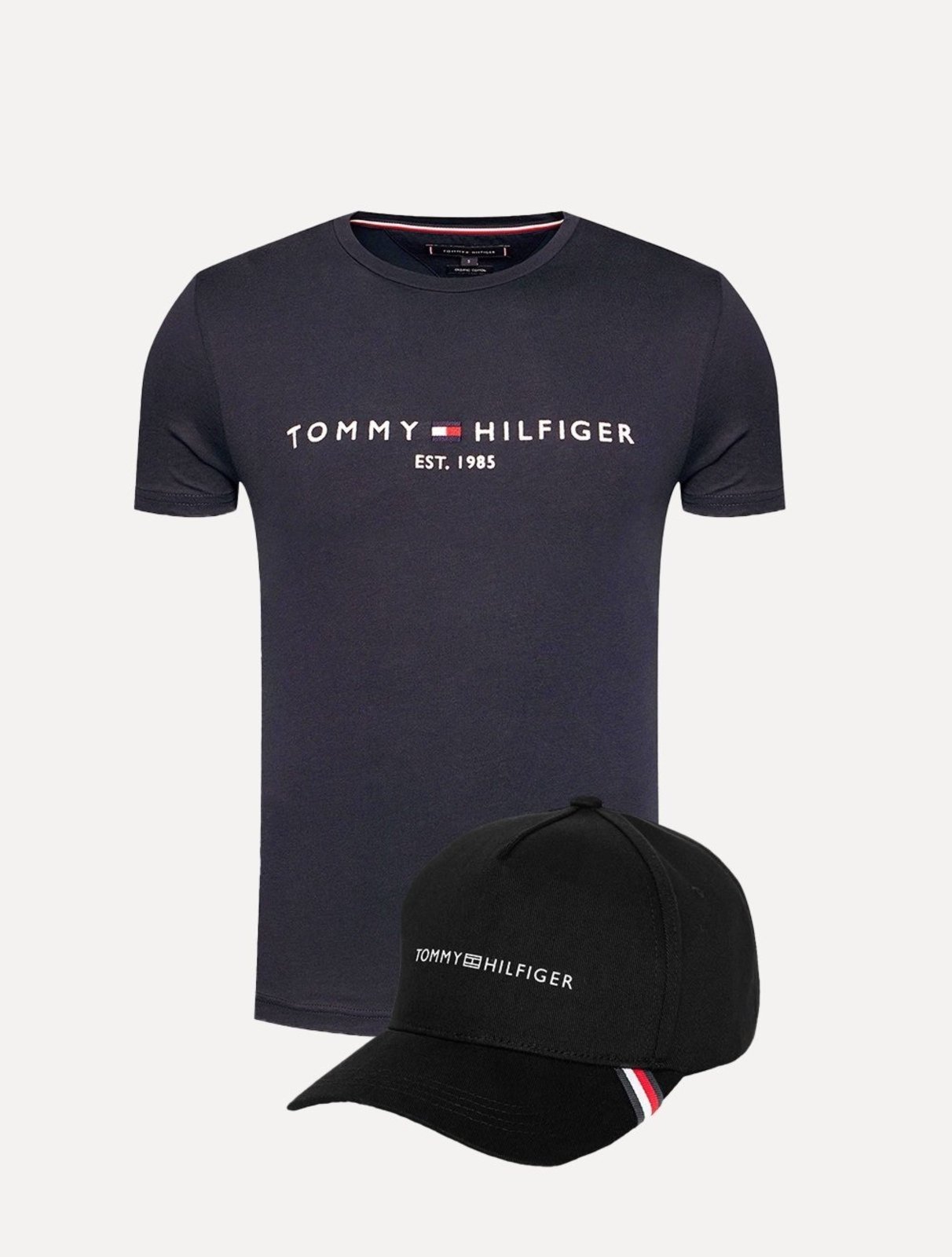 Vista 2 Kit Tommy Hilfiger Camiseta Masculina Core Logo Tee Marinho e Boné Uptown Cap preto Tommy Hilfiger preto