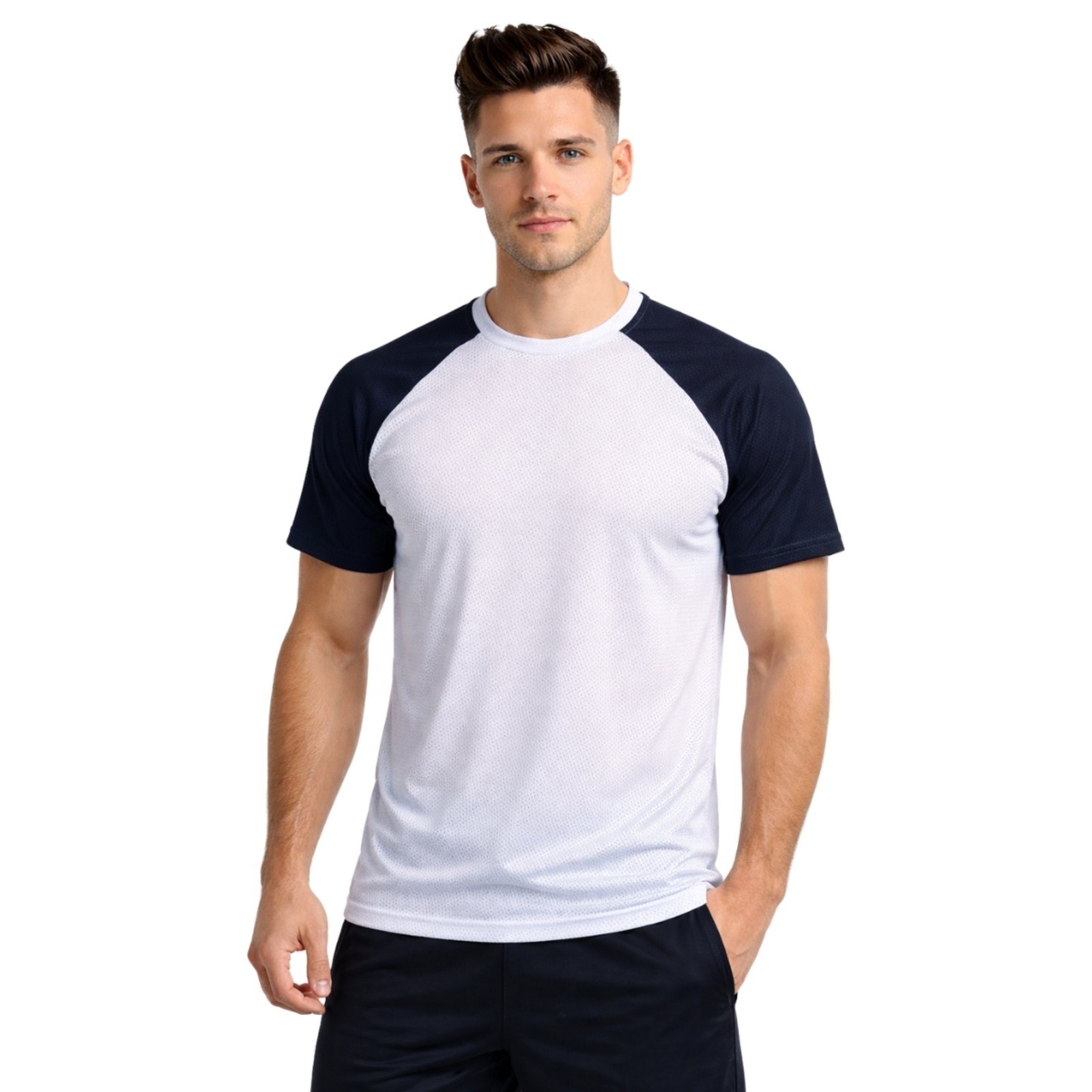 Camiseta Masculina Esportiva Dry Fit Camisa Gola Redonda Lisa Duas Cores