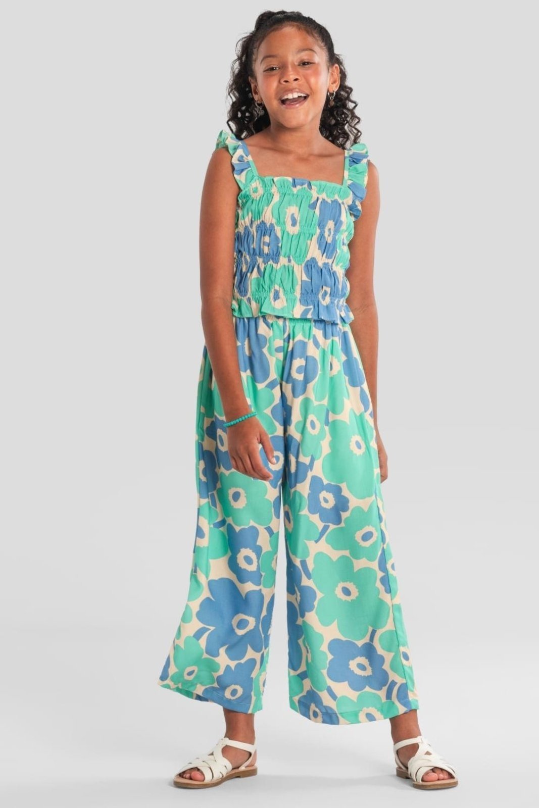 Infantil - Calça menina pantacourt florida Brandili