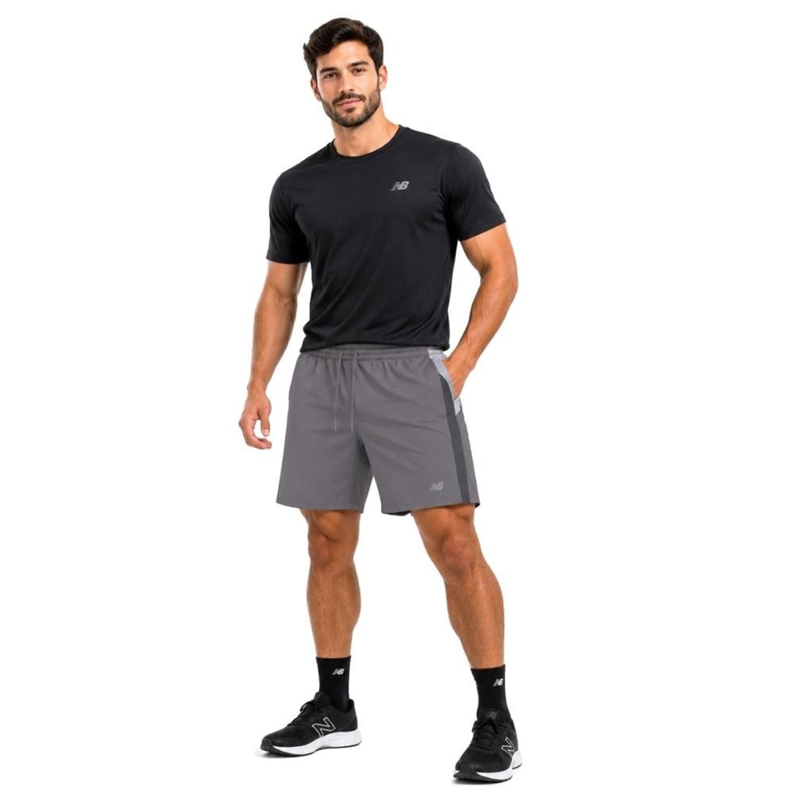 Shorts New Balance Fast Days 7" Masculino Cinza"