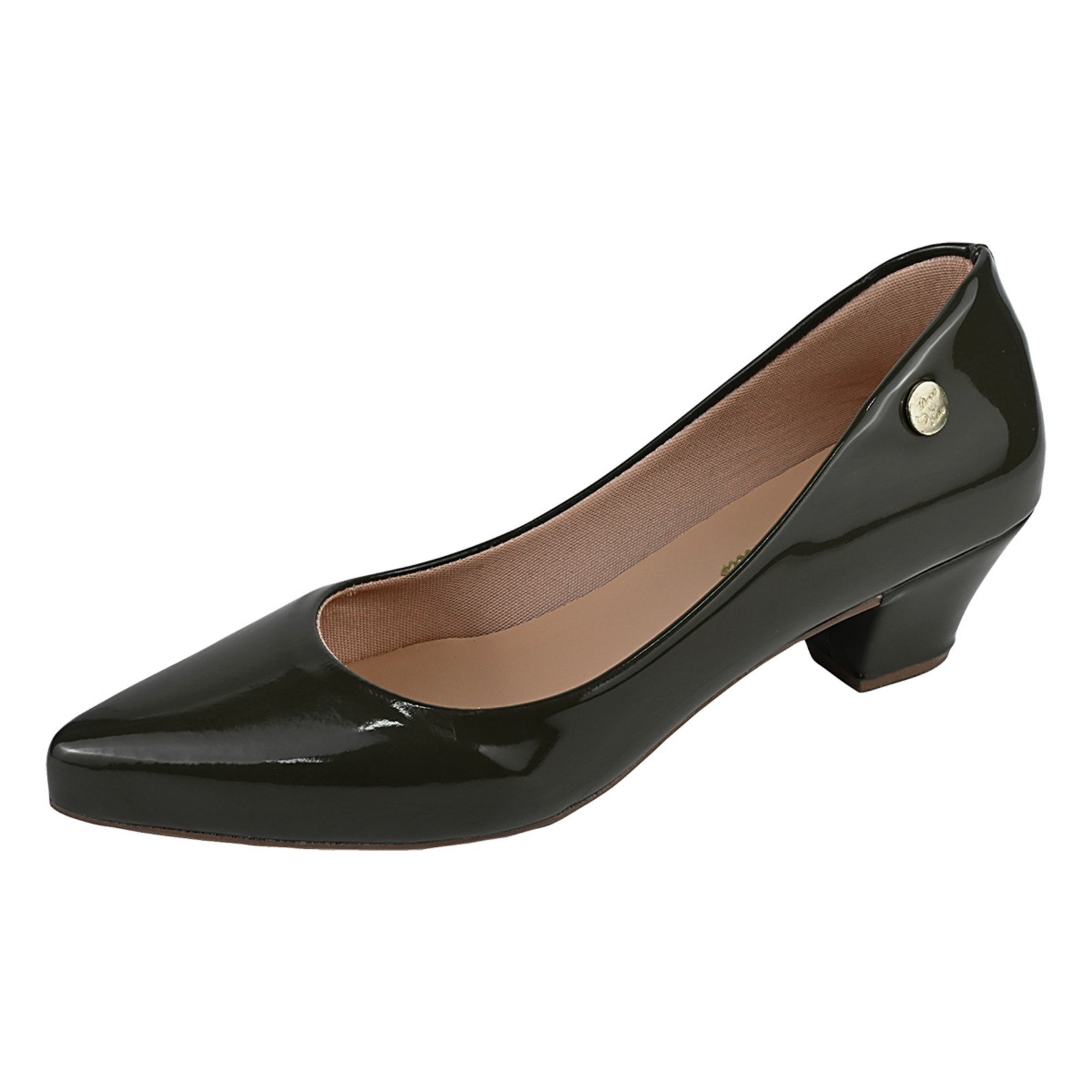 Scarpin Donna Santa Bico Fino Salto Baixo Verde Escuro