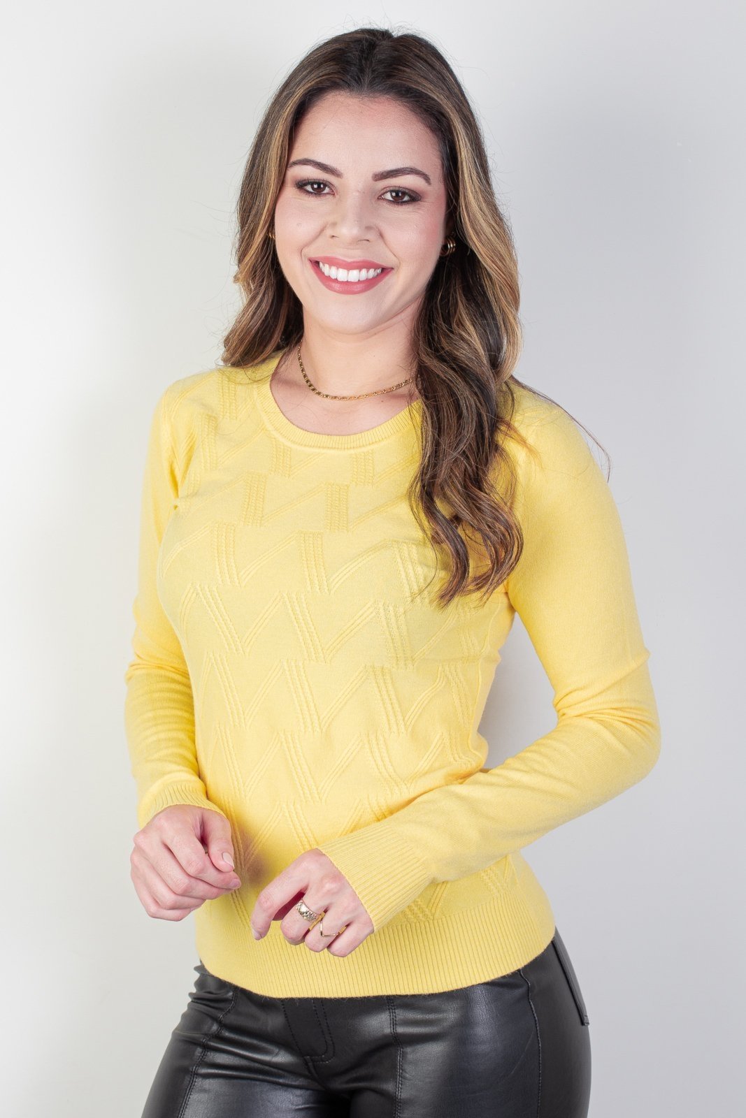 Blusa gola redonda feminina 81158 – Amarelo
