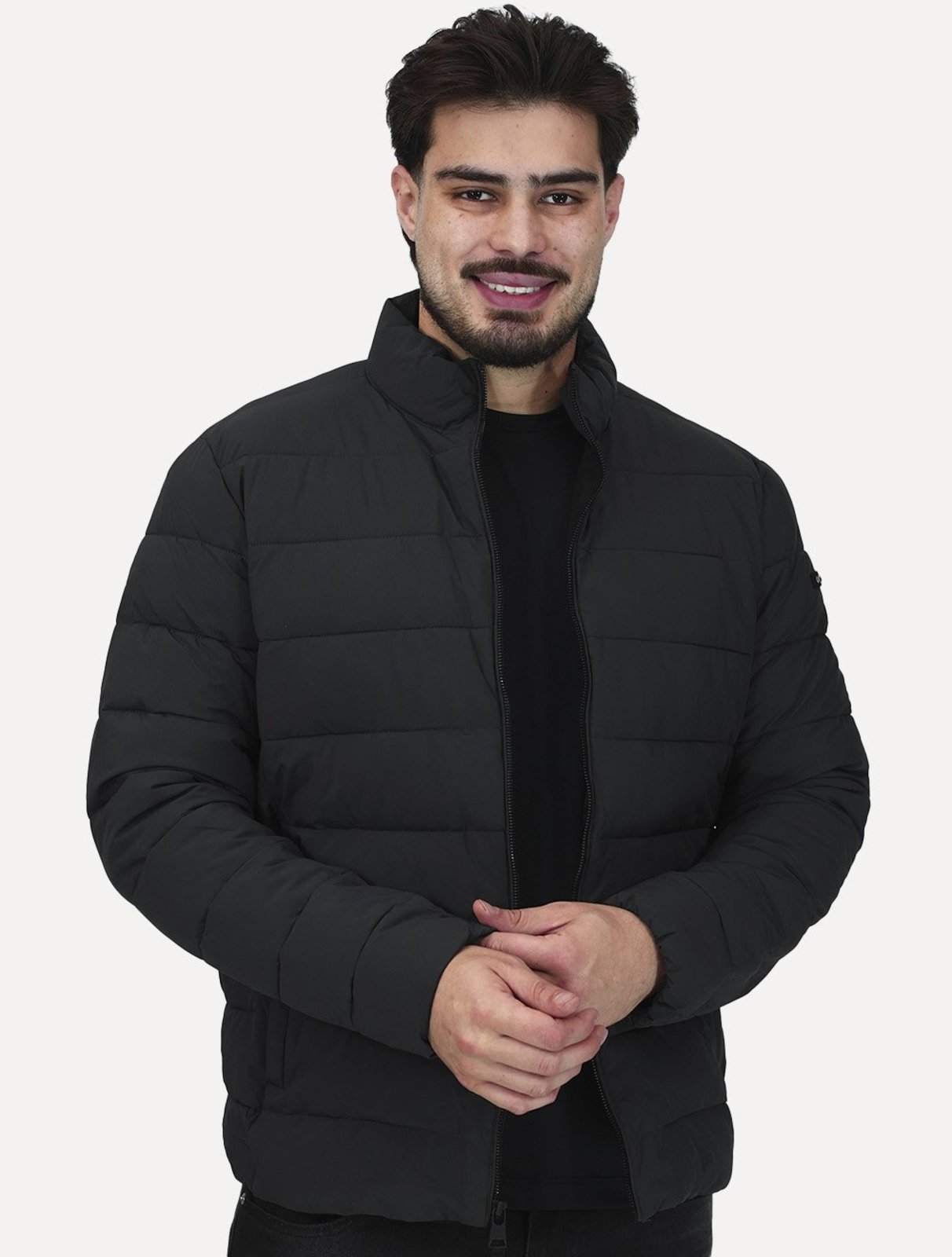 Jaqueta Calvin Klein Masculina Matelassê Full-Zip Cinza Chumbo