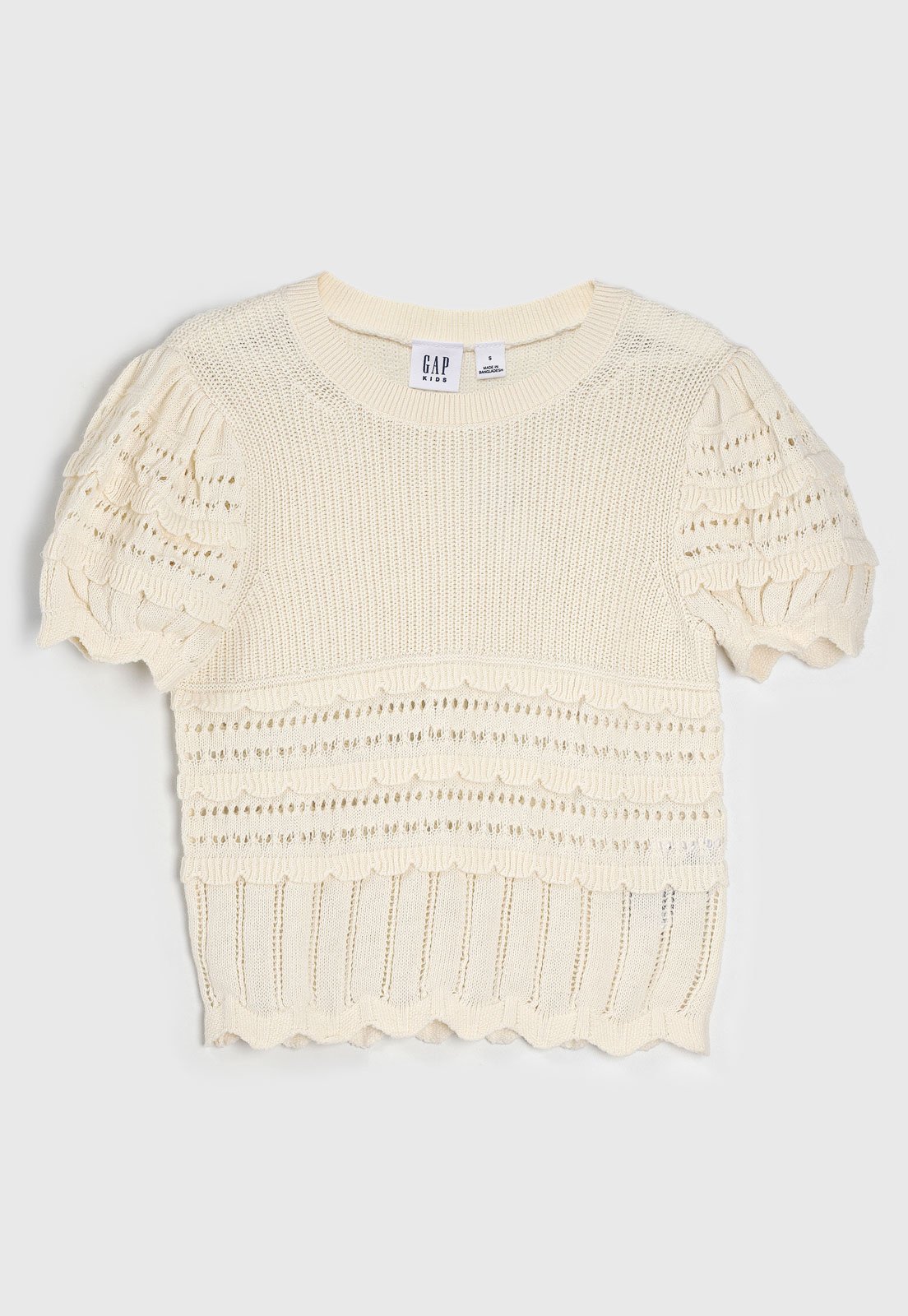 Infantil - Blusa GAP Tricô Detalhes Vazados Off-White