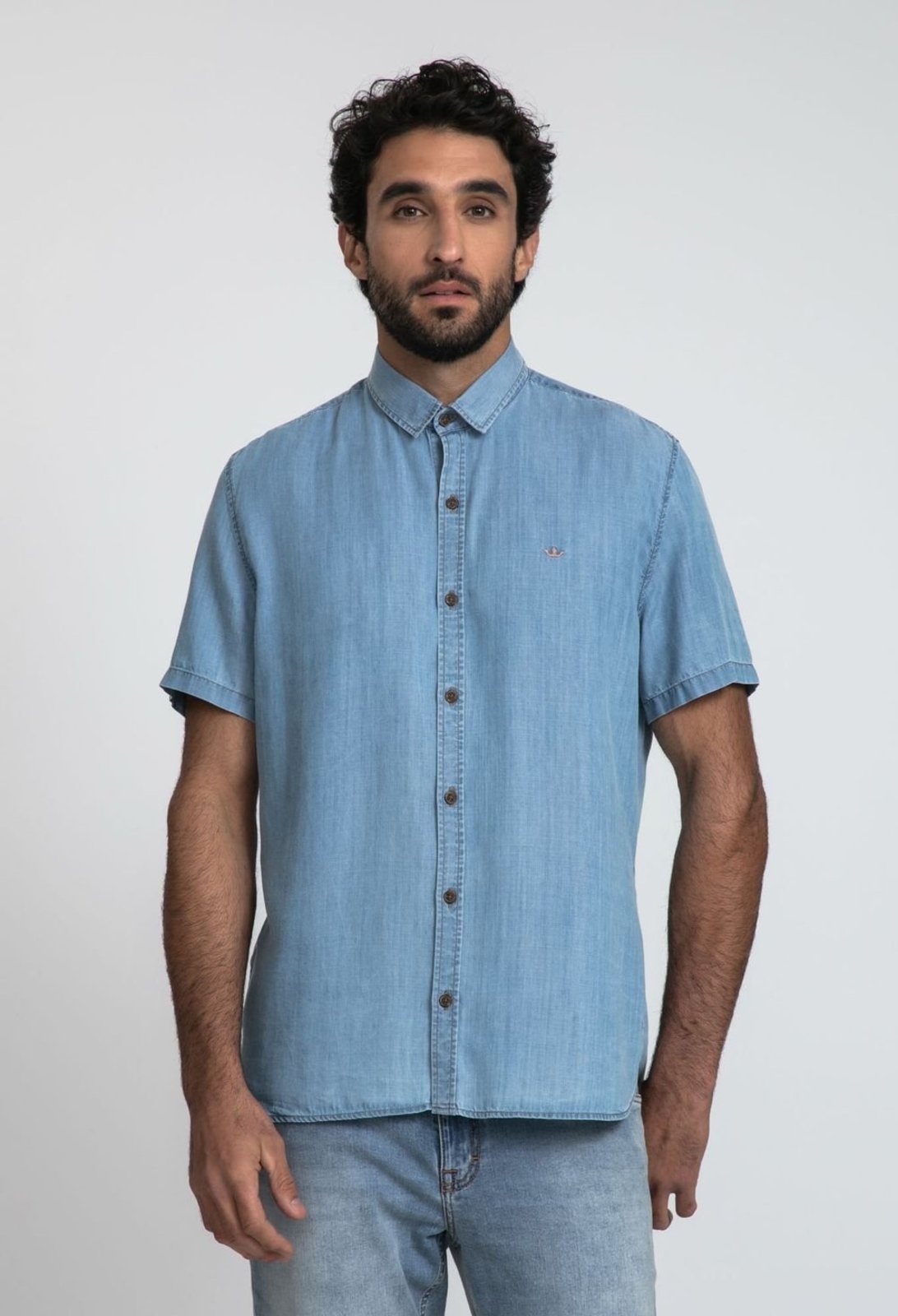 Camisa Docthos Slim Manga Curta Jeans Claro Camisa Manga Curta Docthos Slim Jeans Claro 163 Jeans Claro M