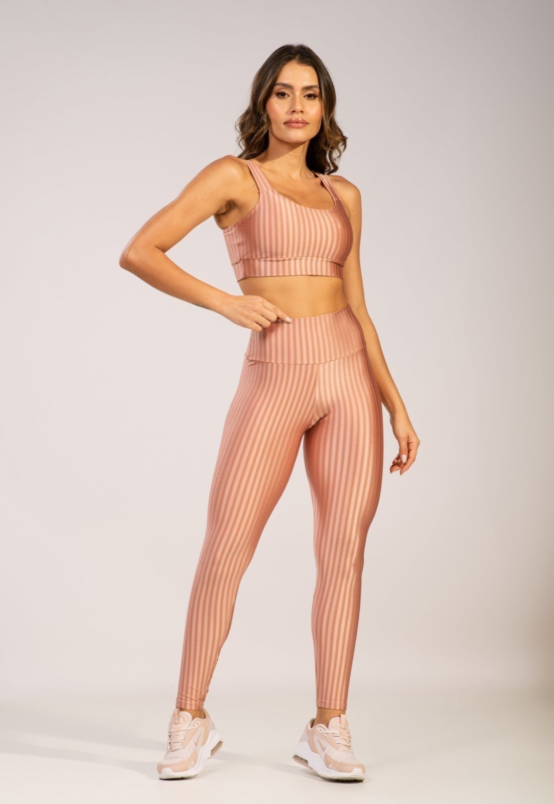 Conjunto Fitness Vekyo Top Bojo Removível e Calça New Zig Rosa Claro