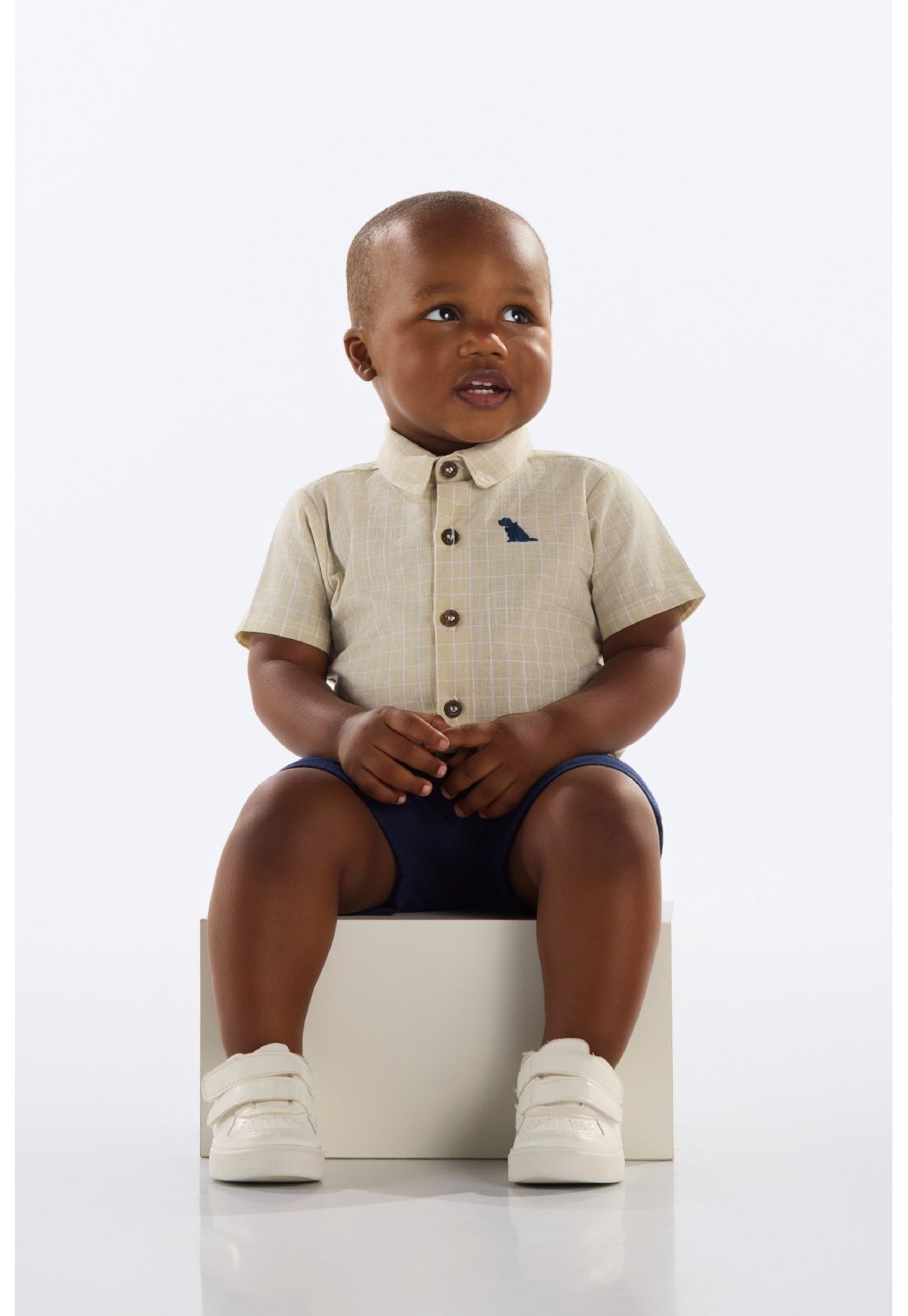 Vista 2 Infantil - Conjunto Camisa e Bermuda Menino Quimby bege Quimby bege