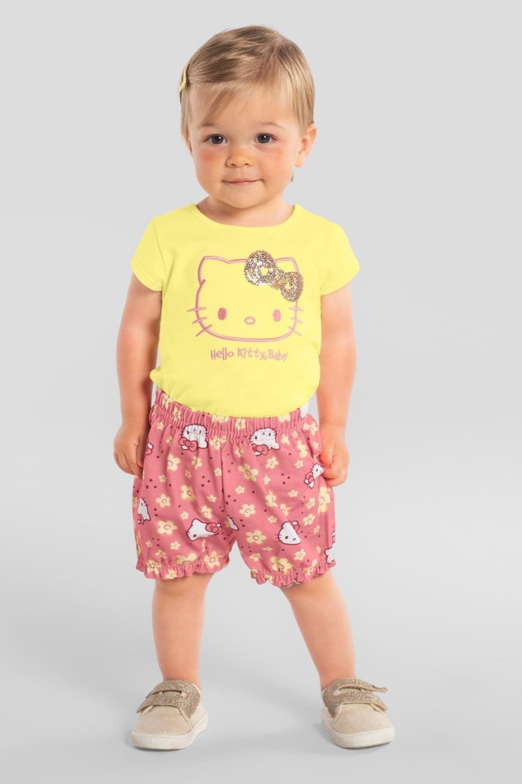 Infantil - Conjunto baby menina em meia malha Brandili