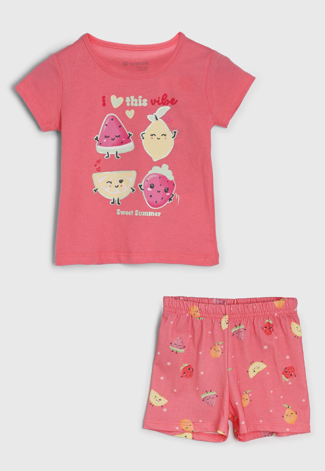 Vista 2 Pijama Curto Brandili Estampa Frutas rosa Brandili rosa