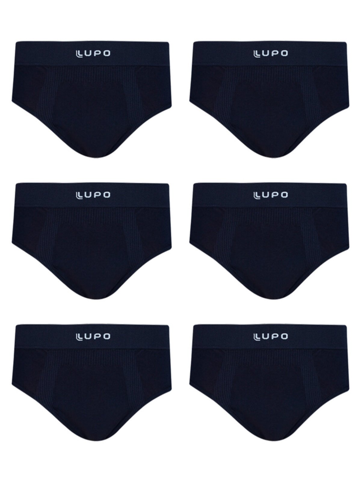 Kit com 6 Cuecas Lupo Slip Micromodal 681-001 Preta