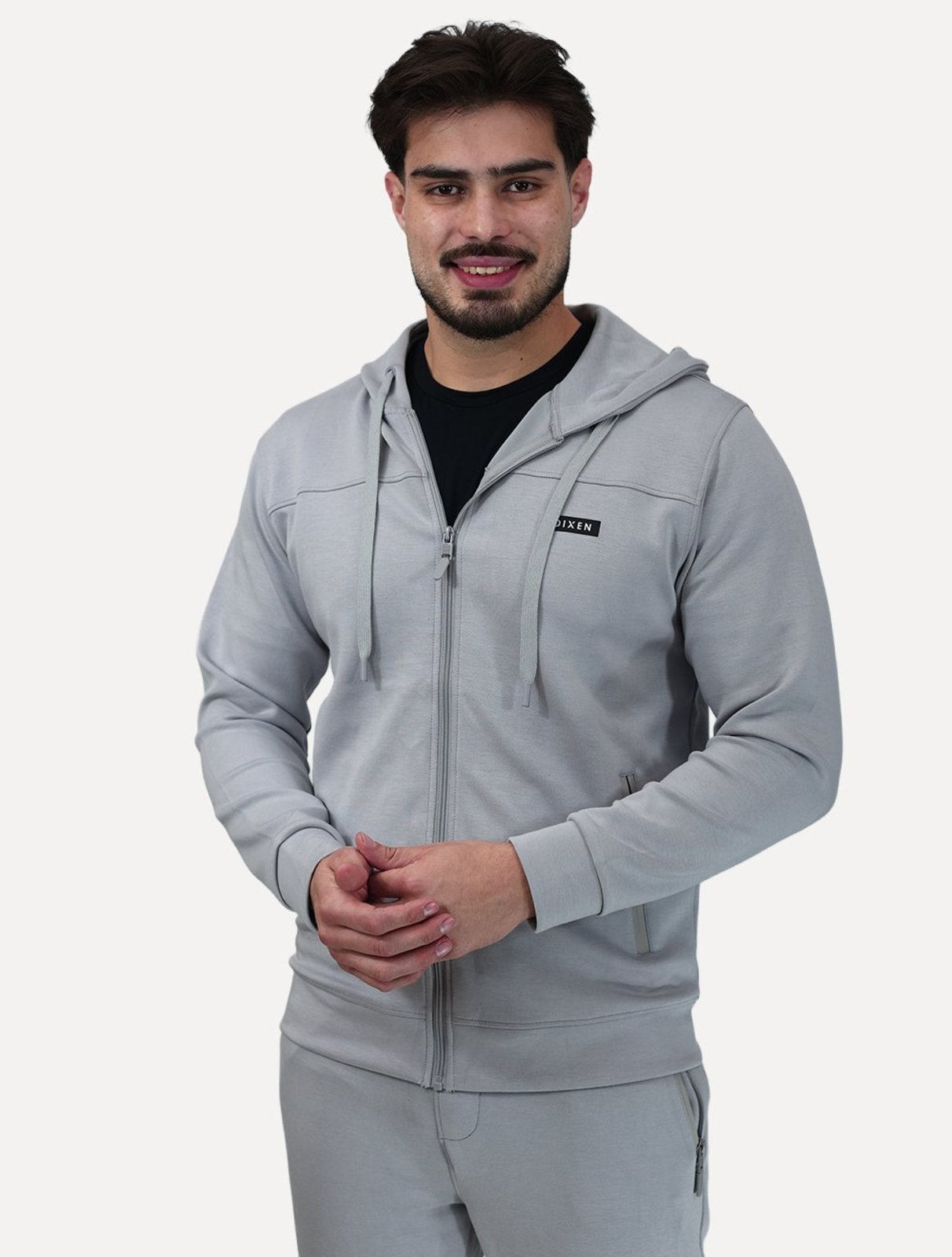 Conjunto Dixen Masculina Agasalho Moletom Jaqueta com Zíper Frontal Cinza