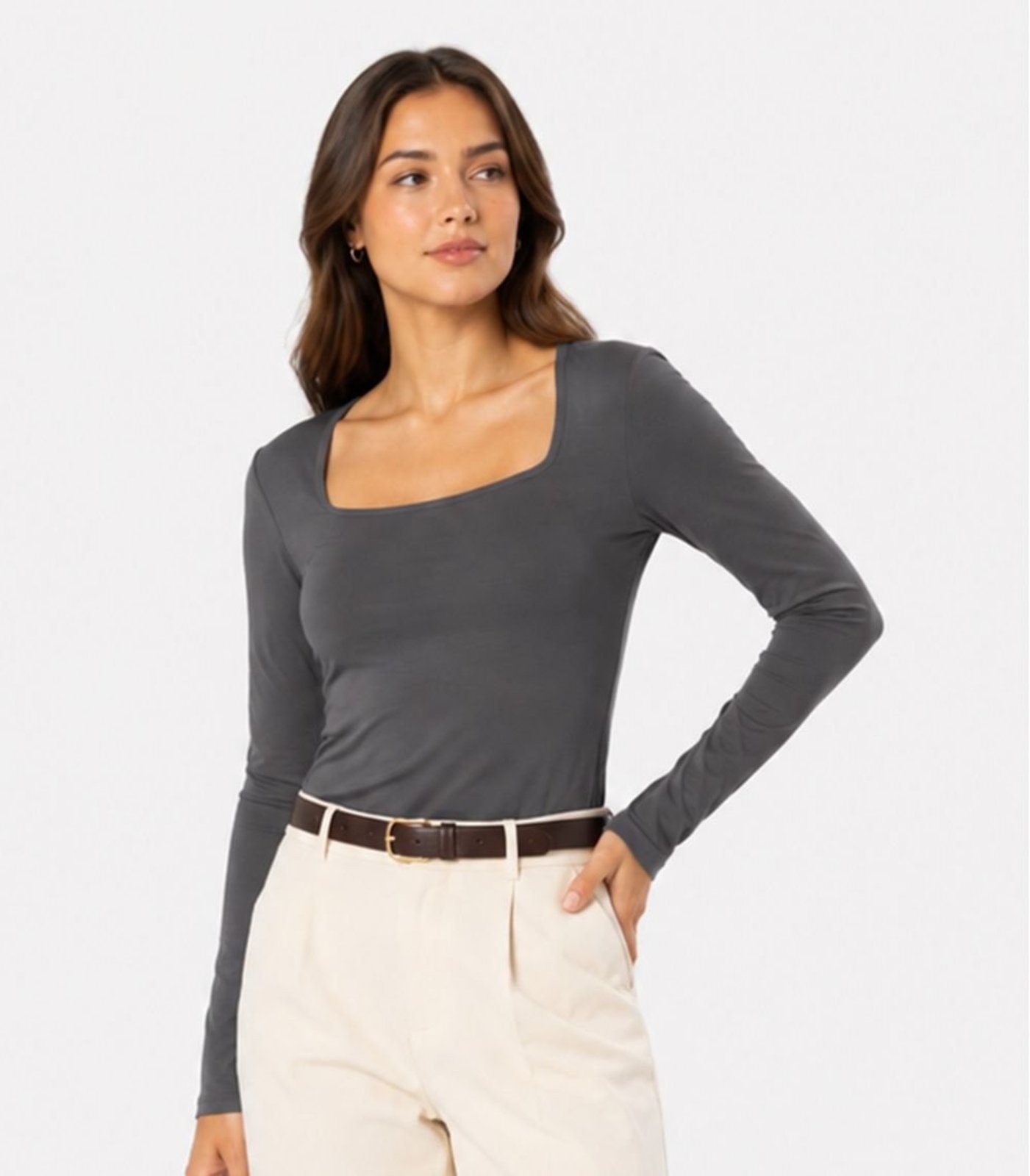 Blusa Manga Longa Feminina Infinita Cor Cinza