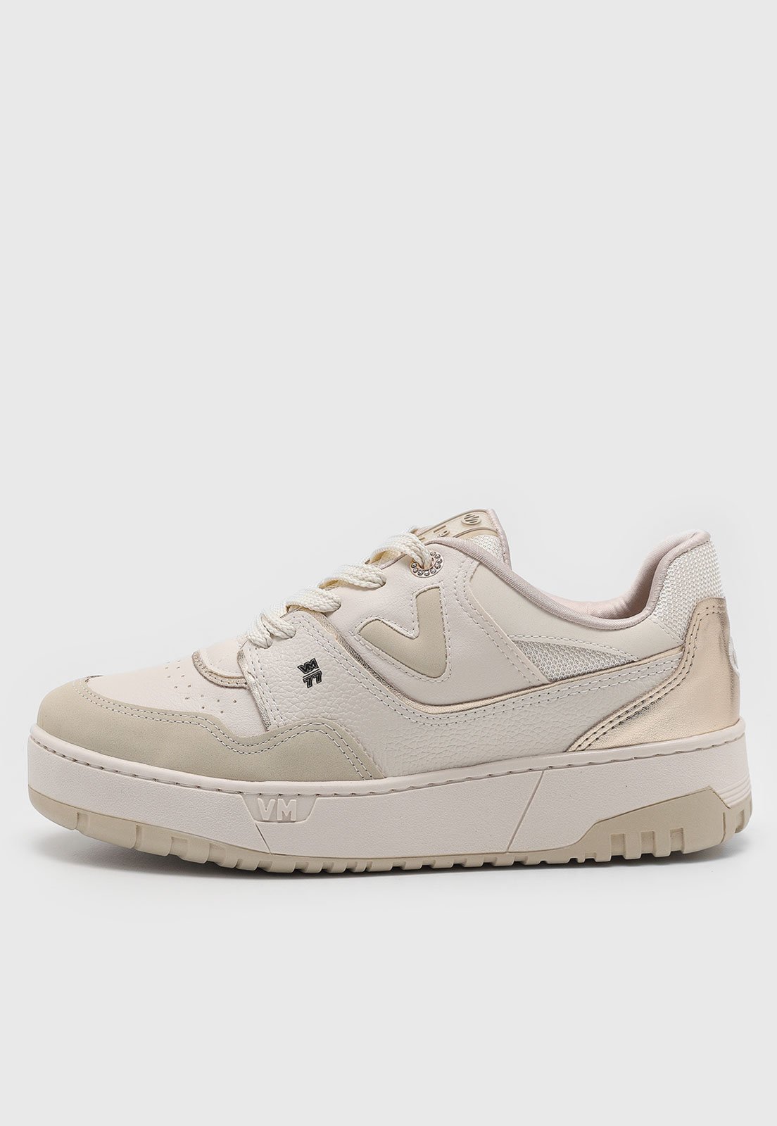 Tênis Feminino Via Marte Chunky Detalhes Metalizados Off-White