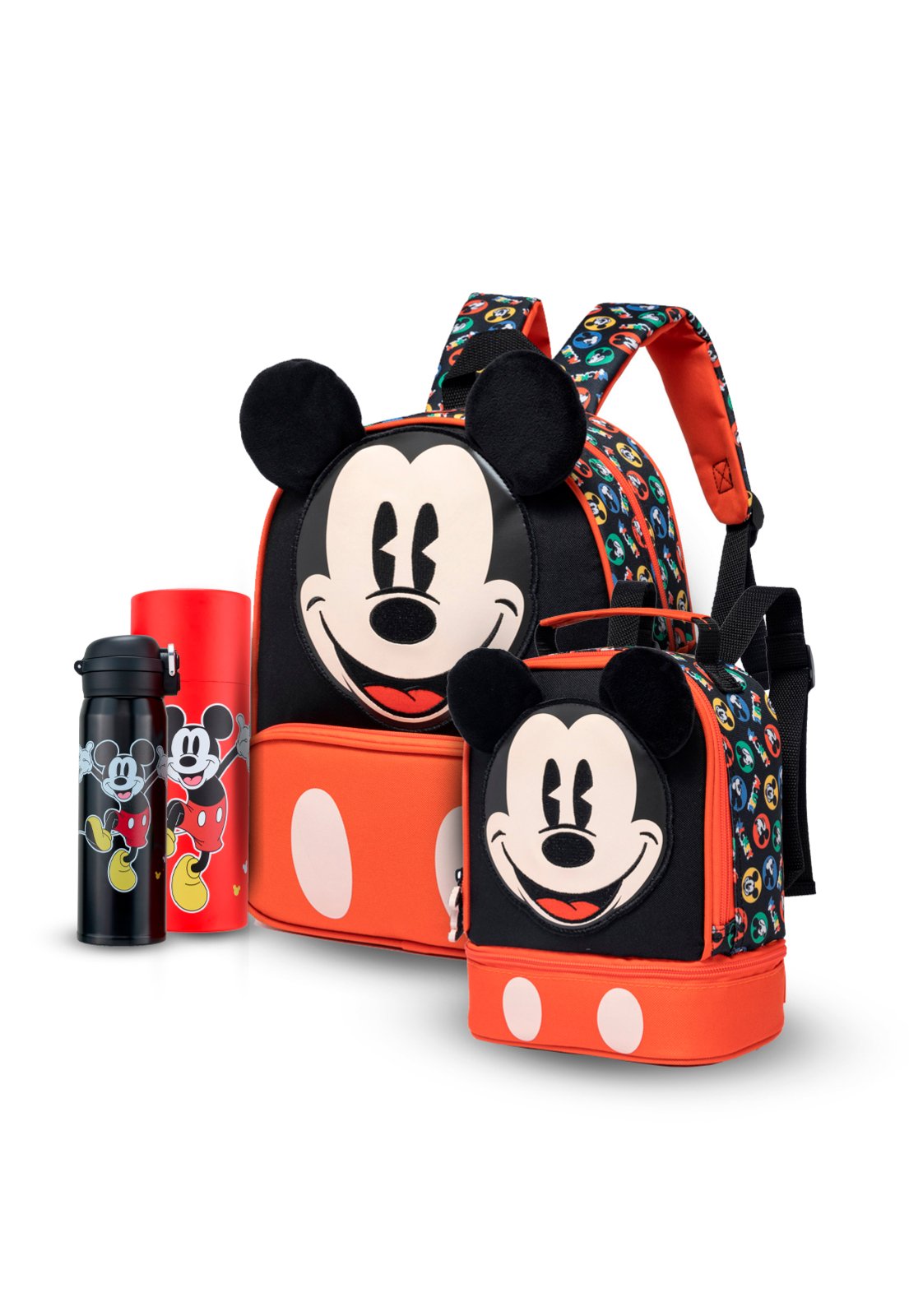 Infantil - Kit Mochila Mickey Escolar Disney Lancheira Estojo Garrafa