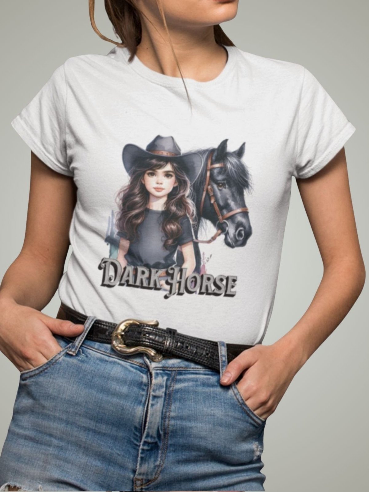 Camiseta Básica Feminina Dark Horse Girl Sertanejo Branco