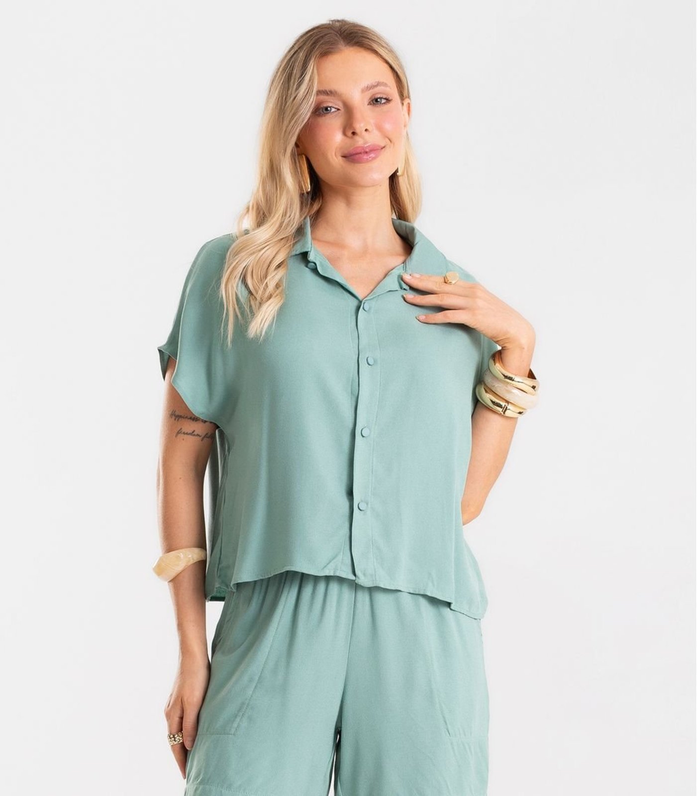Camisa Feminina Malha Viscose Pesada Rovitex Verde