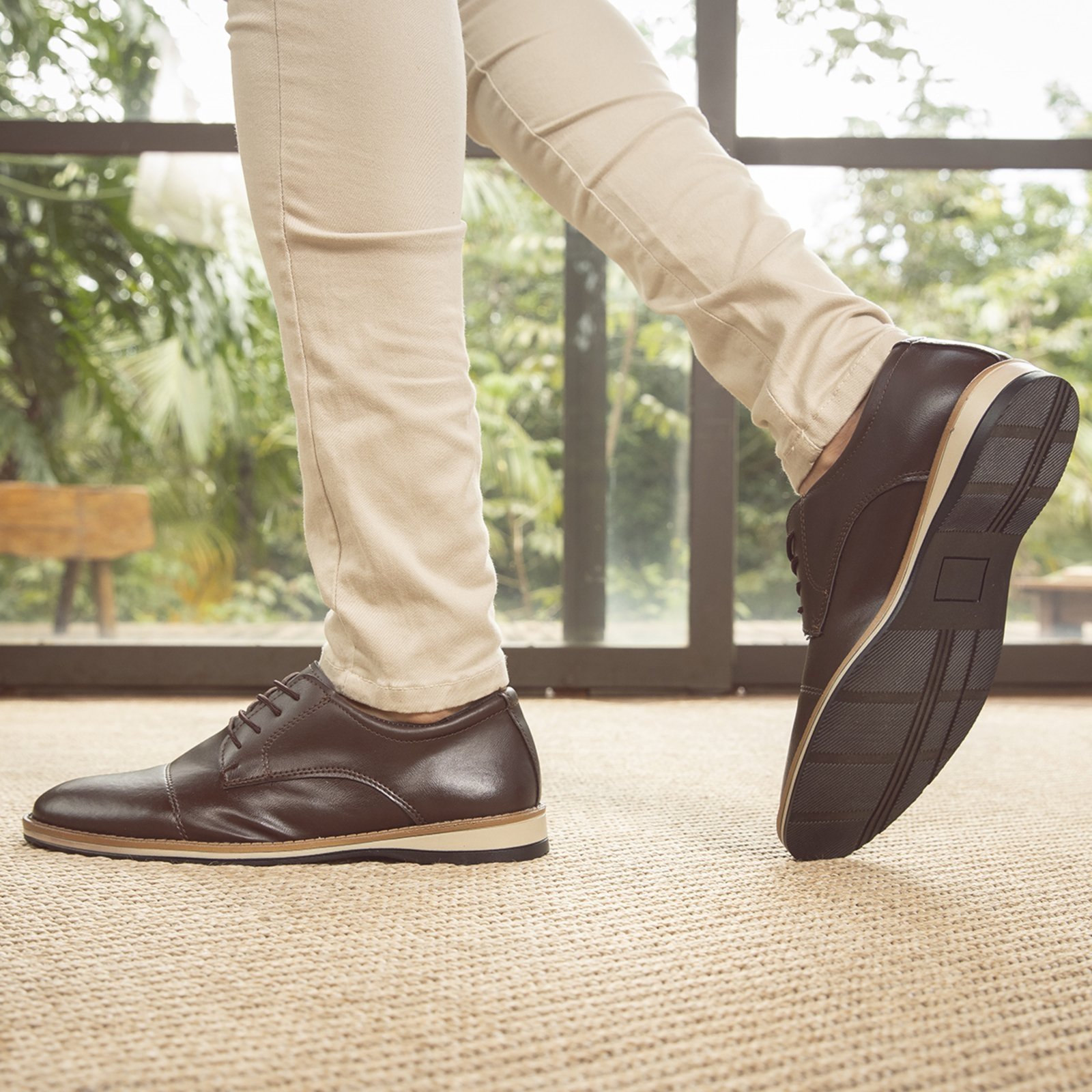 Sapato Social Oxford Confortável Masculino Marrom