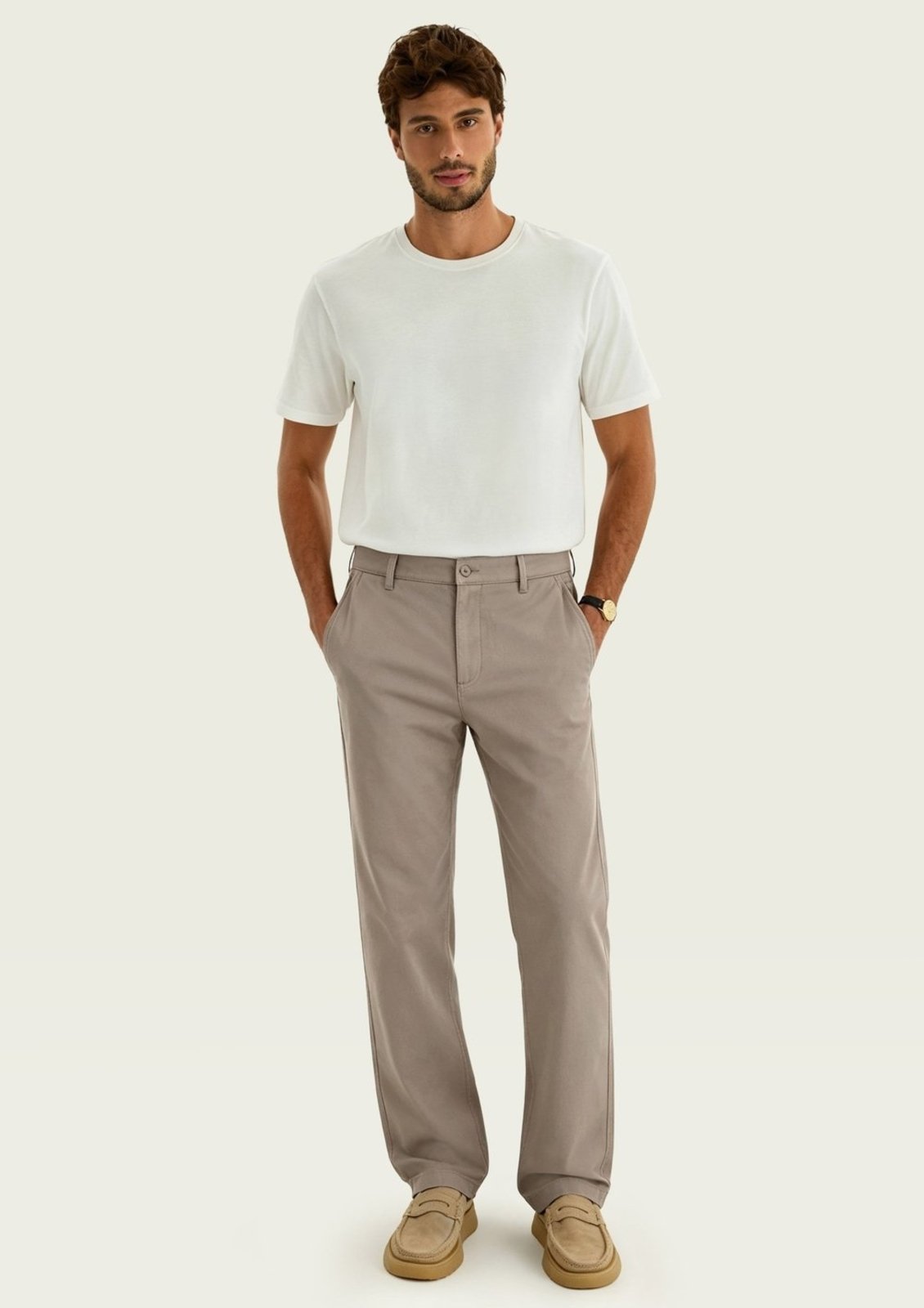 Calça Masculina Reta Chino Em Sarja Hering