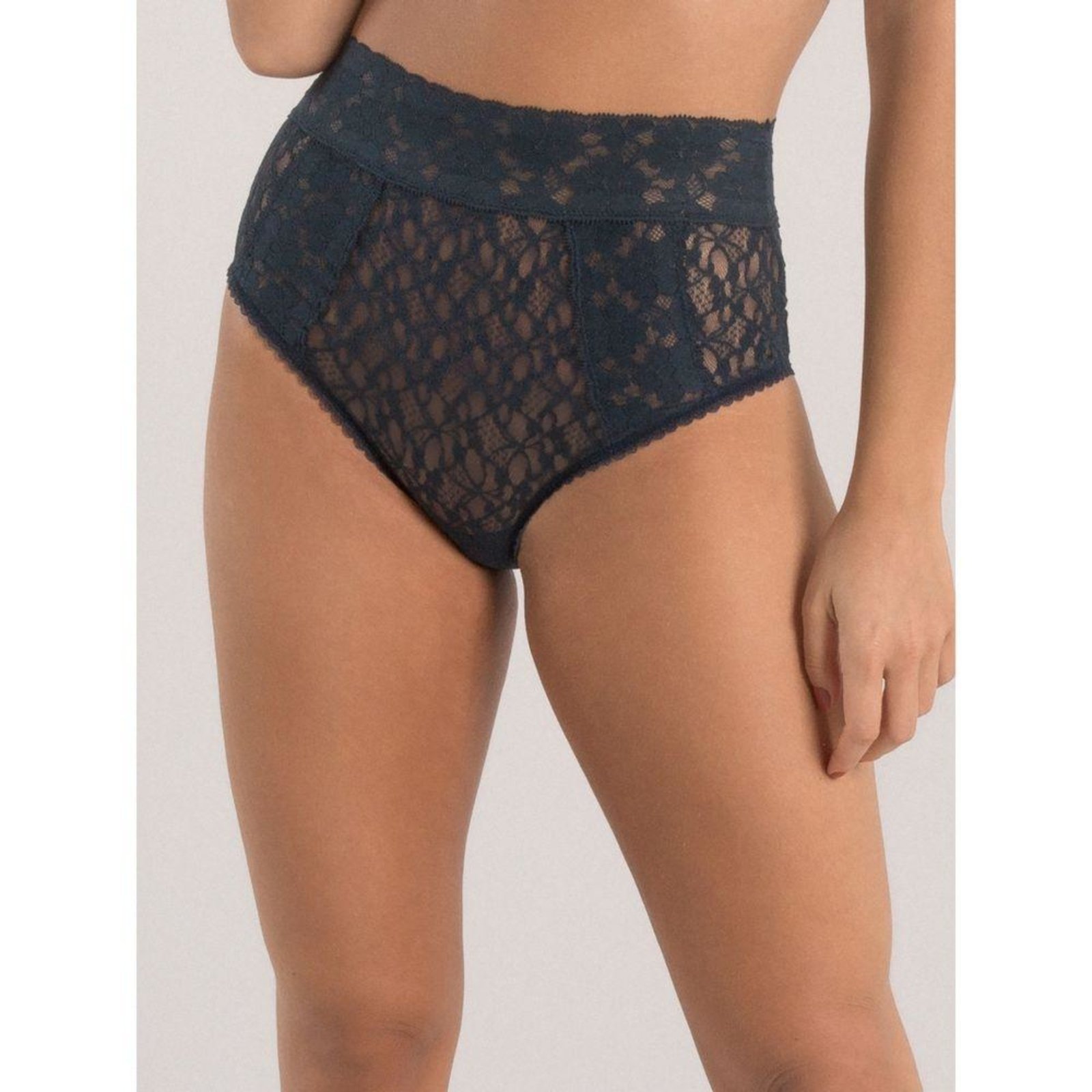 Calcinha Cintura Alta Renda Sweet Lace Marinho Azul