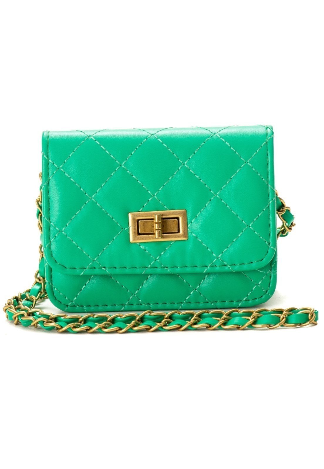 Bolsa Feminina Transversal Mini Bag Alça de Corrente Star Shop Verde