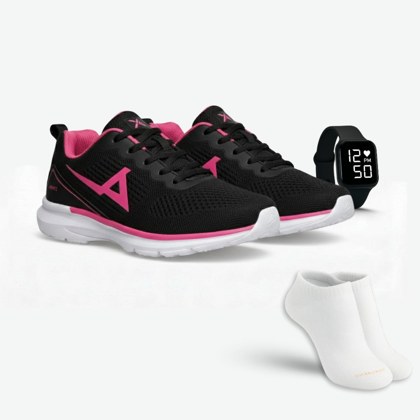 Tenis Feminino Esportivo com Amortecimento + Relogio Digital + Meia Cano Baixo